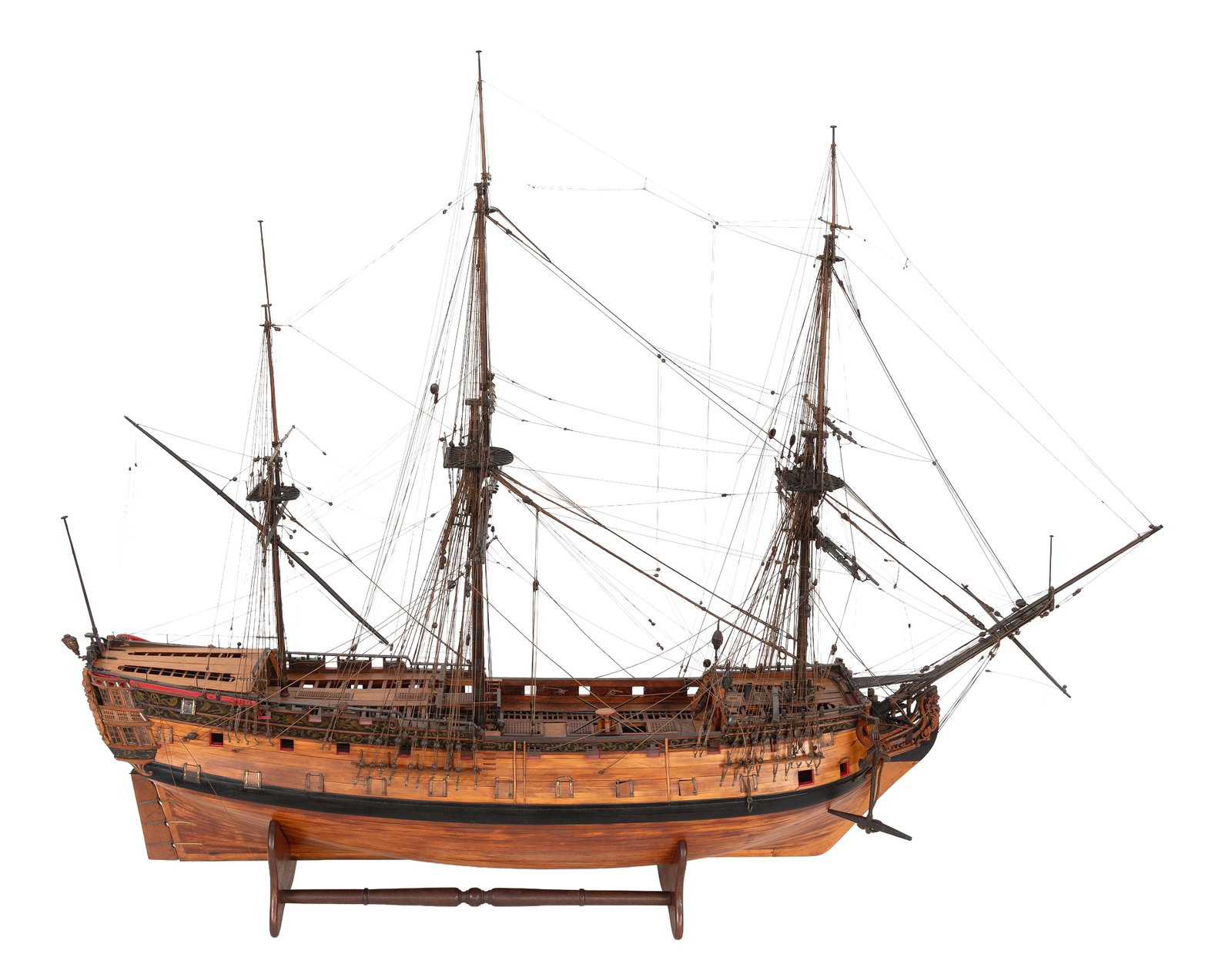 MODEL OF A SHIP OF THE LINE England, Circa 1730 Height on cradle 42.5". Length 55". Width 11". (1 of 1)