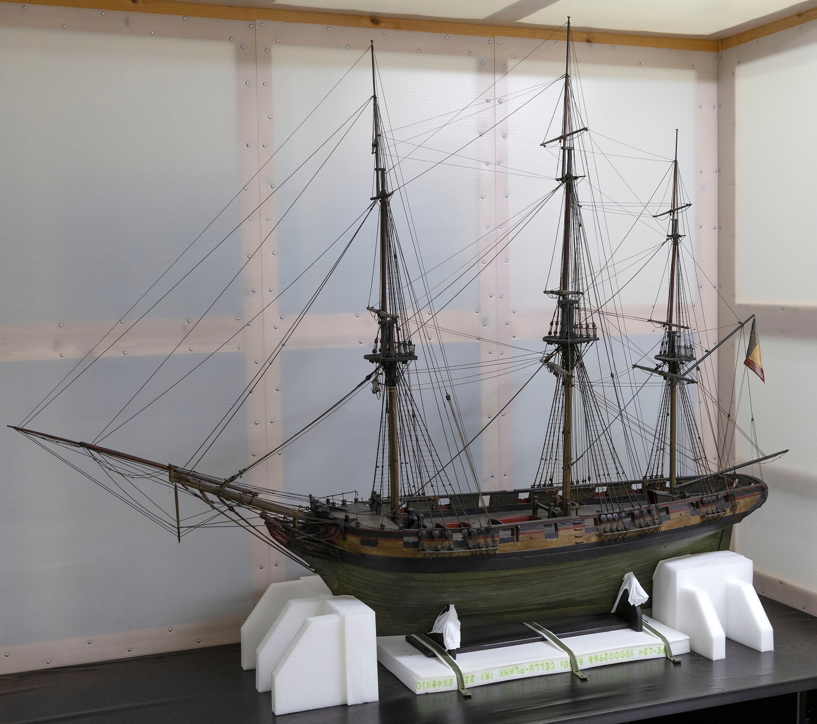 RARE MODEL OF THE PRIVATEER FRIGATE "BELLONA" France, After 1810 Height 92". Length 116". Width 92". (1 of 2)