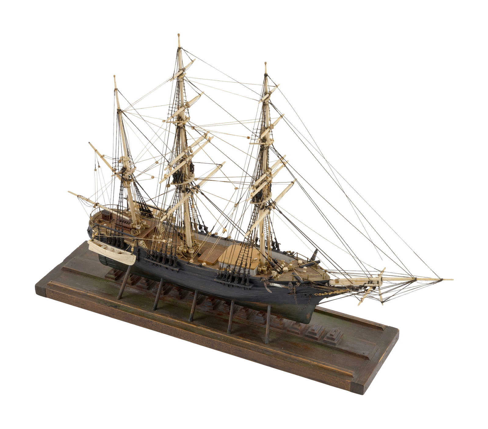 MODEL OF A THREE-MASTED SHIP France, After 1855 Height 10.25". Length 14.5". (1 of 1)