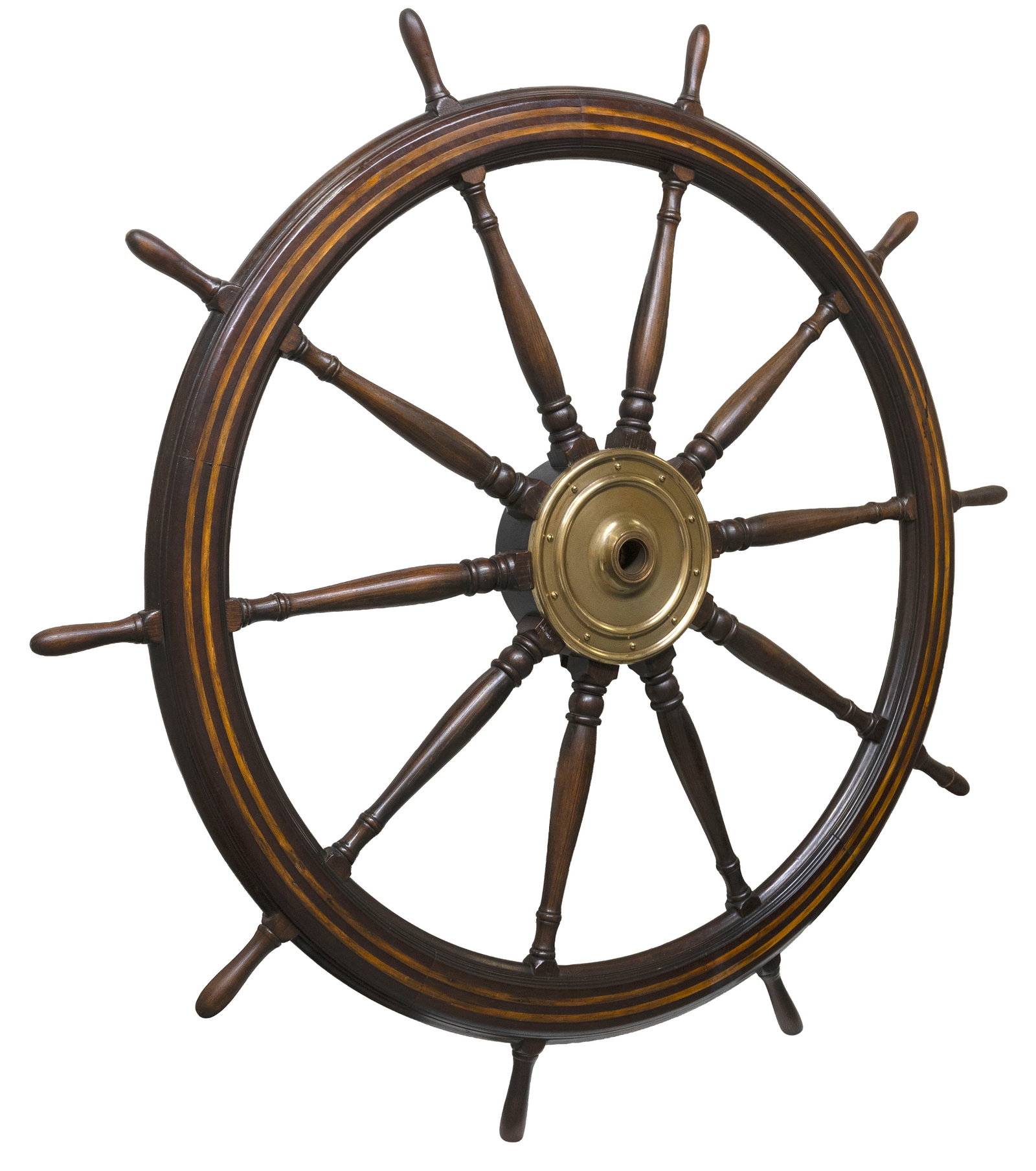 TEN-SPOKE SHIP'S WHEEL FROM THE STEAMSHIP "DANIEL DREW" America, Circa 1884 Diameter 71.5". (1 of 1)