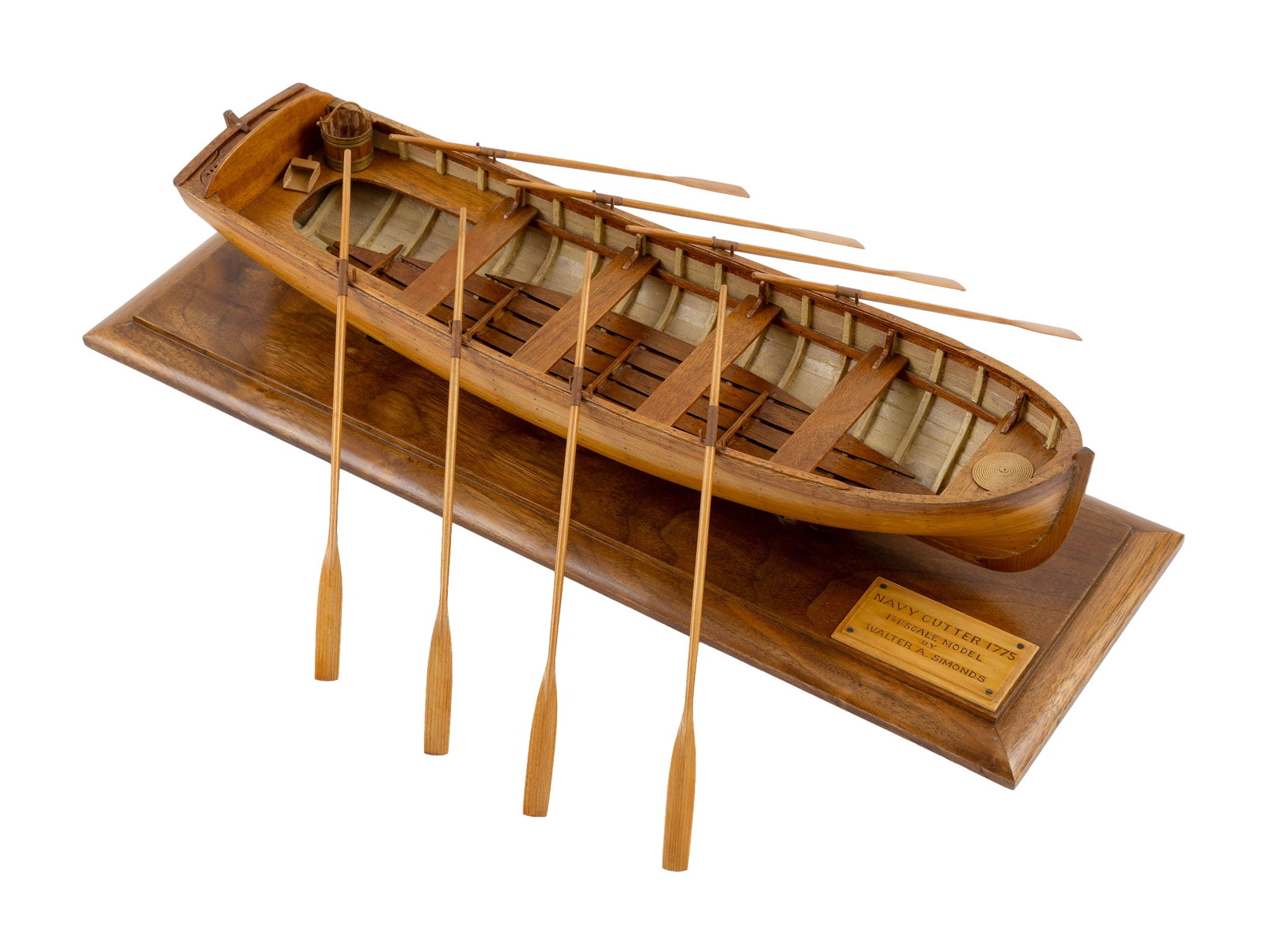 WALTER SIMONDS MODEL OF A 1775 NAVY CUTTER Pasadena, California, 1900-1982 Height 4.5". Length 19". (1 of 1)