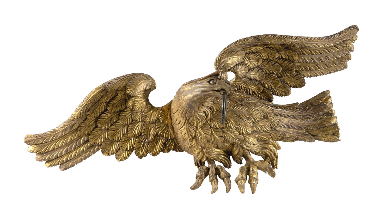 CARVED AND GILDED SPREAD-WING EAGLE PLAQUE 19th Century Length 36.5". (1 of 1)