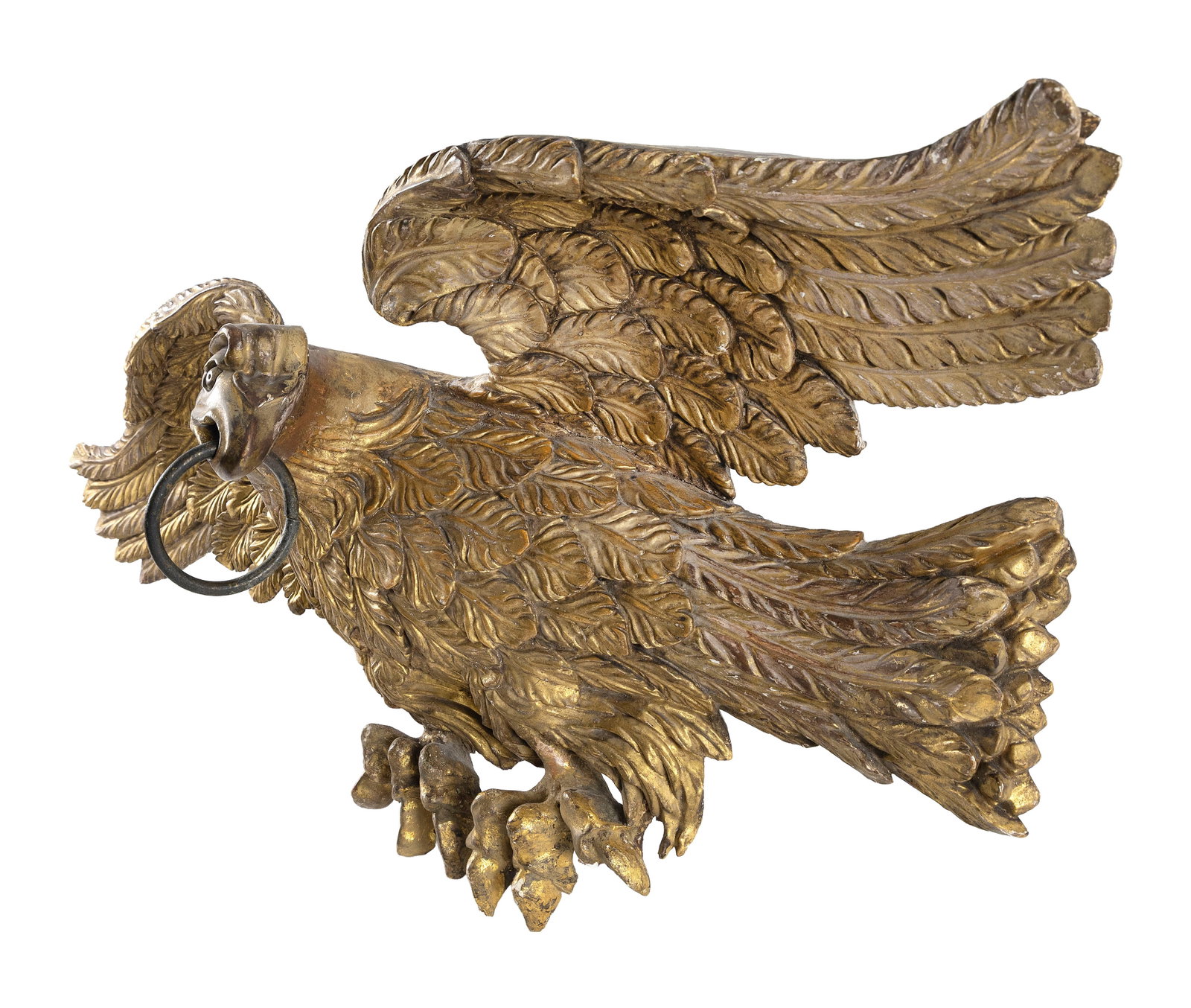 CARVED AND GILDED SPREAD-WING EAGLE PLAQUE 19th Century Length 36.5". - 2