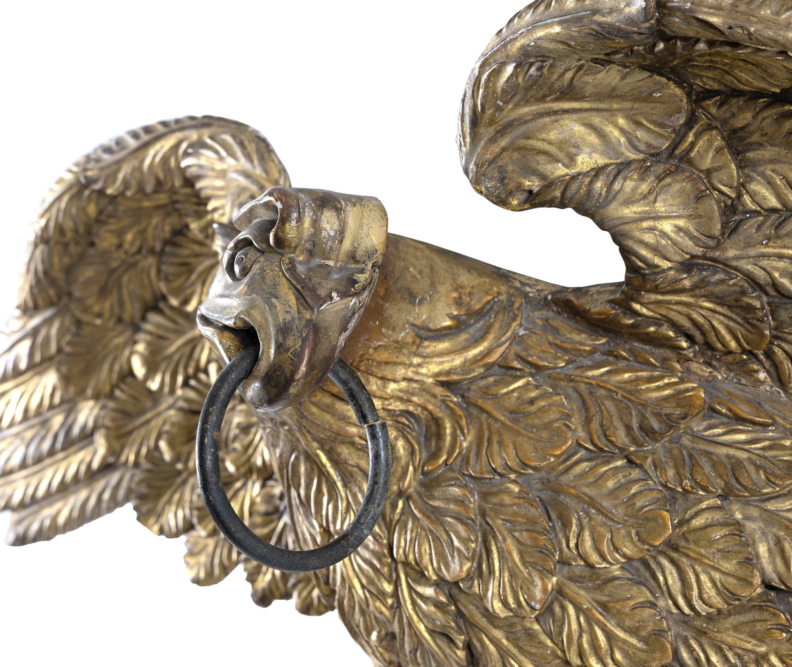 CARVED AND GILDED SPREAD-WING EAGLE PLAQUE 19th Century Length 36.5". - 3