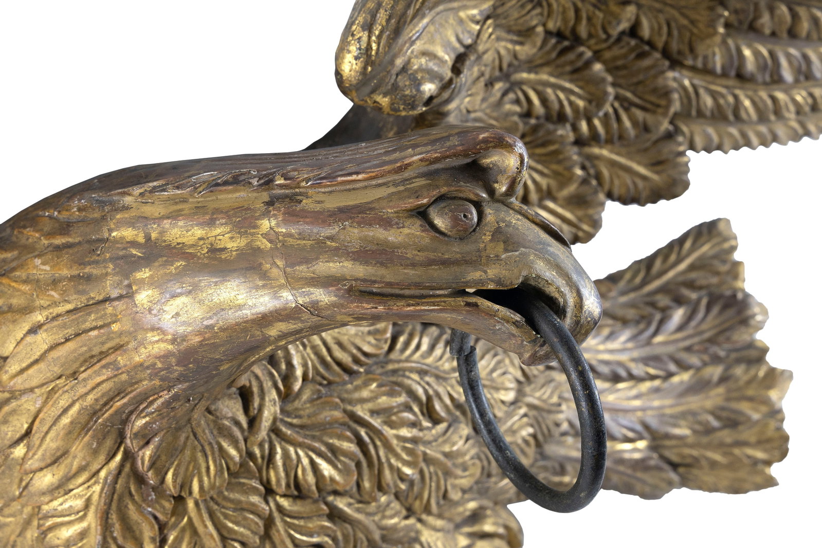 CARVED AND GILDED SPREAD-WING EAGLE PLAQUE 19th Century Length 36.5". - 4