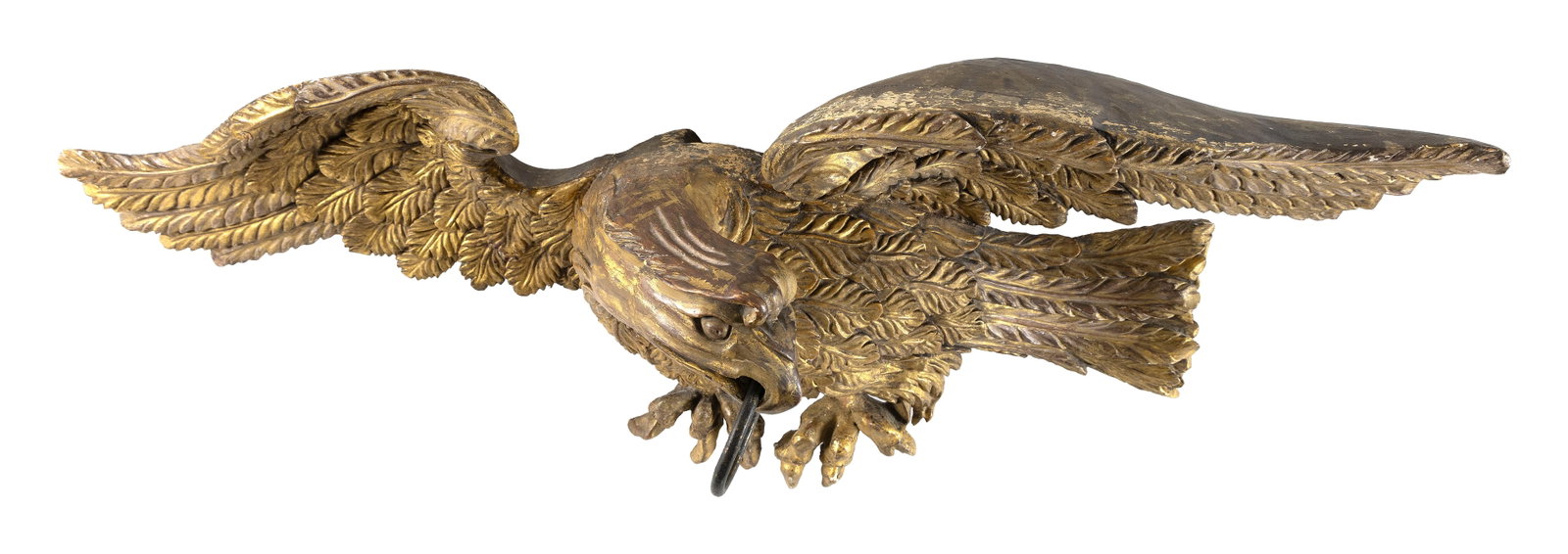 CARVED AND GILDED SPREAD-WING EAGLE PLAQUE 19th Century Length 36.5". - 5