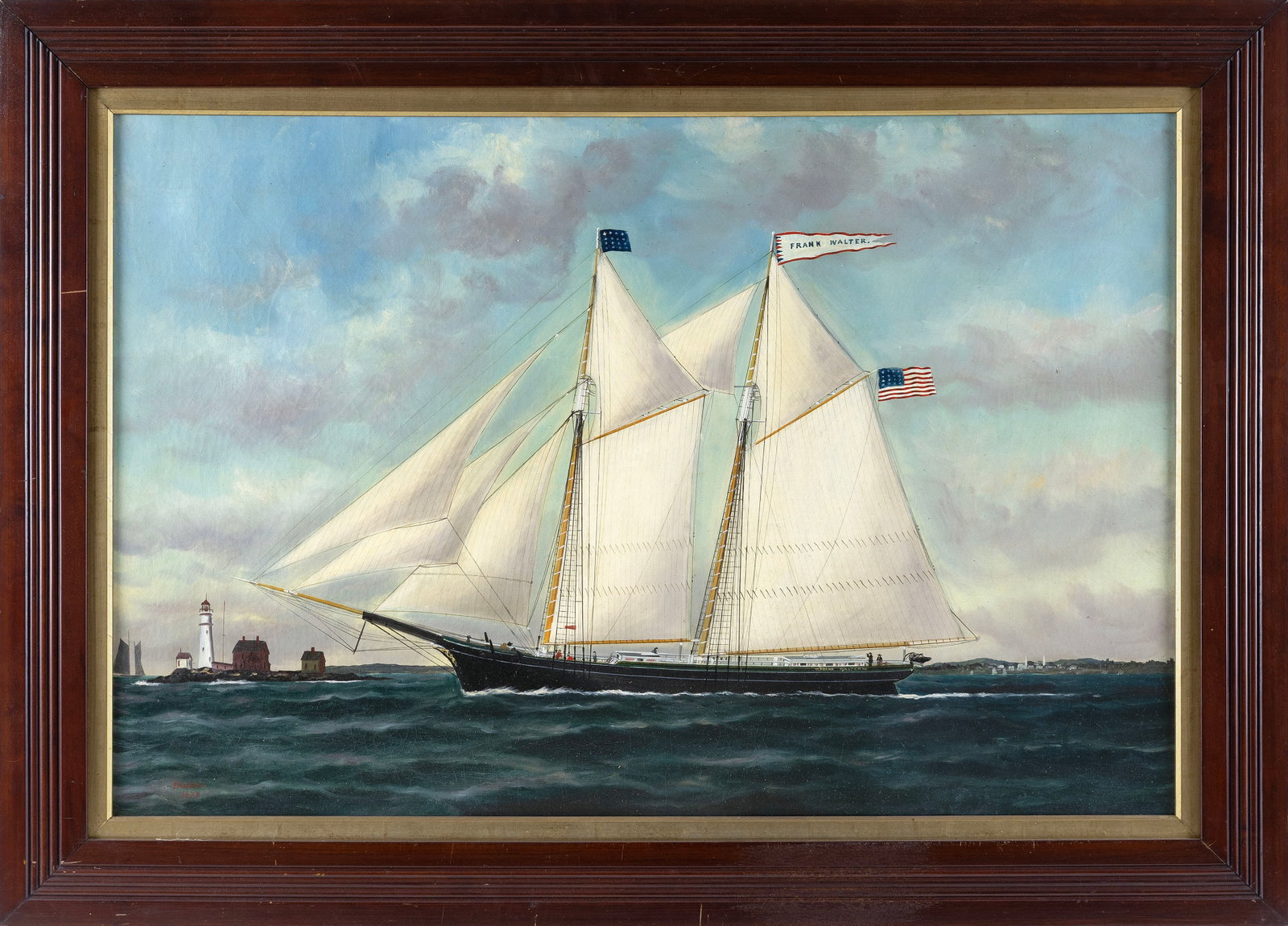 WILLIAM PIERCE STUBBS (Maine/Massachusetts, 1842-1909), The schooner Frank Walter., Oil on canvas, (1 of 1)