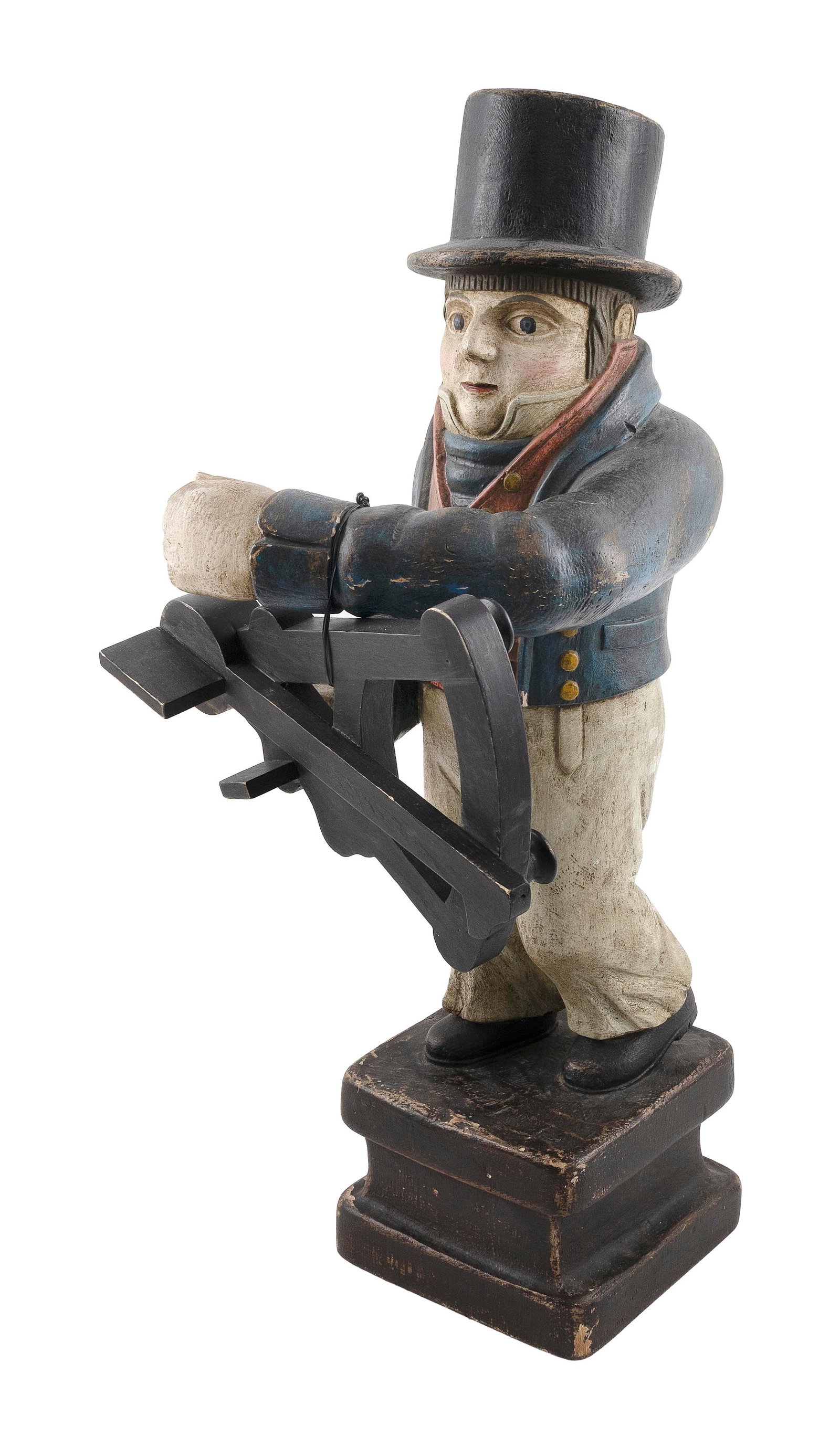 "LITTLE NAVIGATOR" CARVED AND POLYCHROMED TRADE SIGN FIGURE Early 20th Century Height 24". (1 of 2)