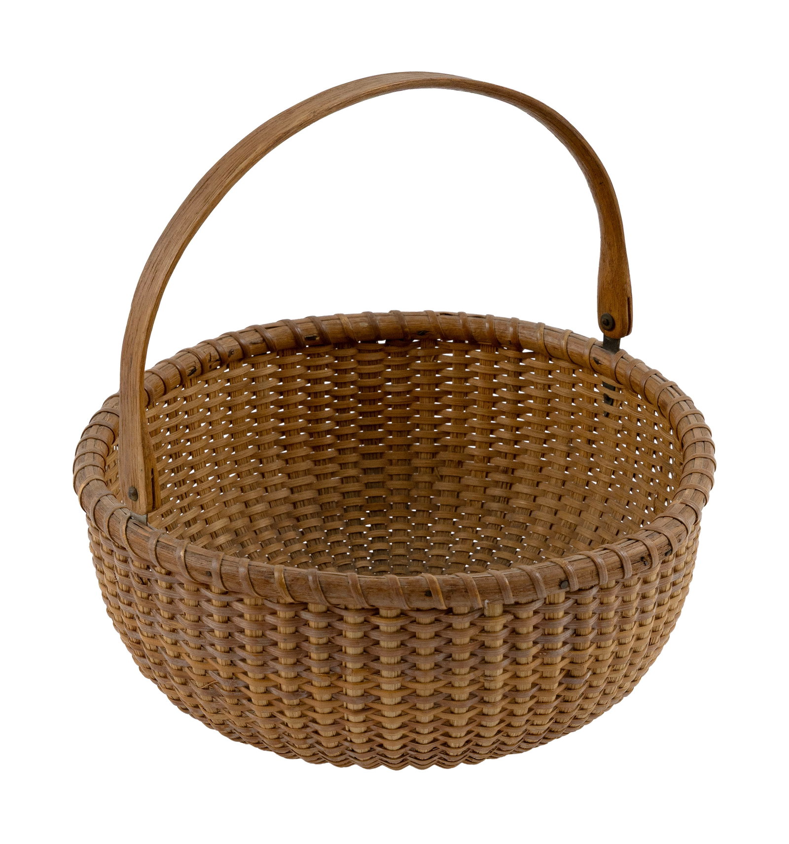 NANTUCKET BASKET Late 19th Century Height to rim 4". Diameter 8.75". (1 of 1)