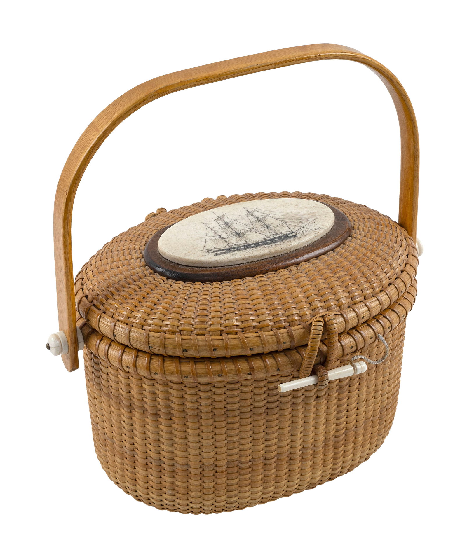 PAUL WHITTEN NANTUCKET BASKET PURSE Massachusetts, 1908-1997 Height 7". Width 11". (1 of 1)