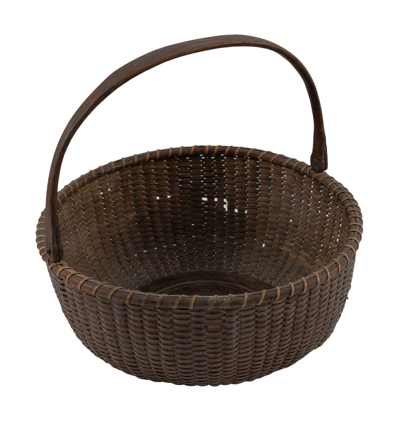 NANTUCKET BASKET 19th Century Height to rim 5". Diameter 10.5". (1 of 1)
