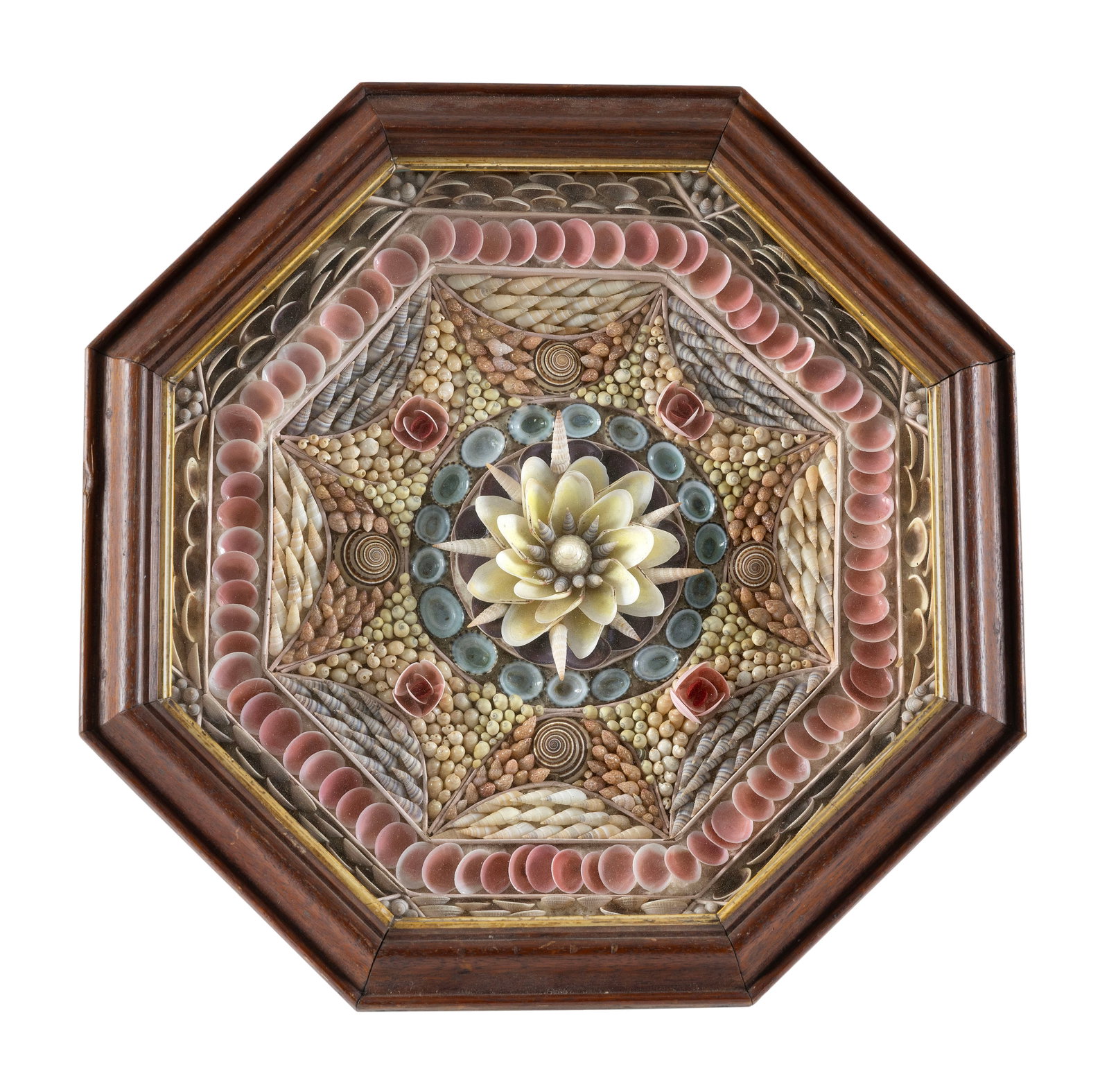 EXQUISITE SAILOR'S VALENTINE Barbados, 19th Century Case width 17". (1 of 1)