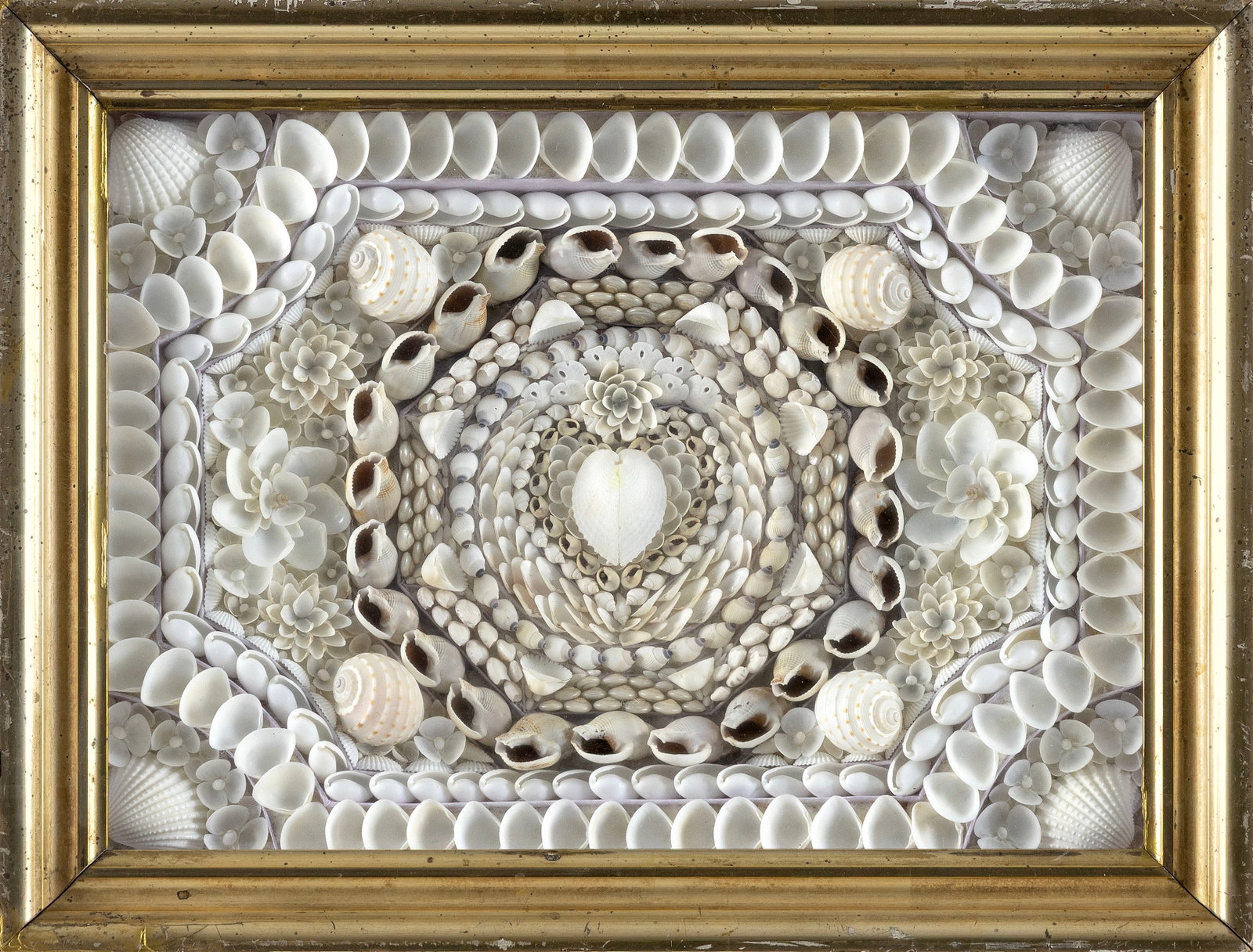 SHELLWORK PICTURE Barbados, Circa 1910 Frame 13.5" x 17.25". (1 of 1)