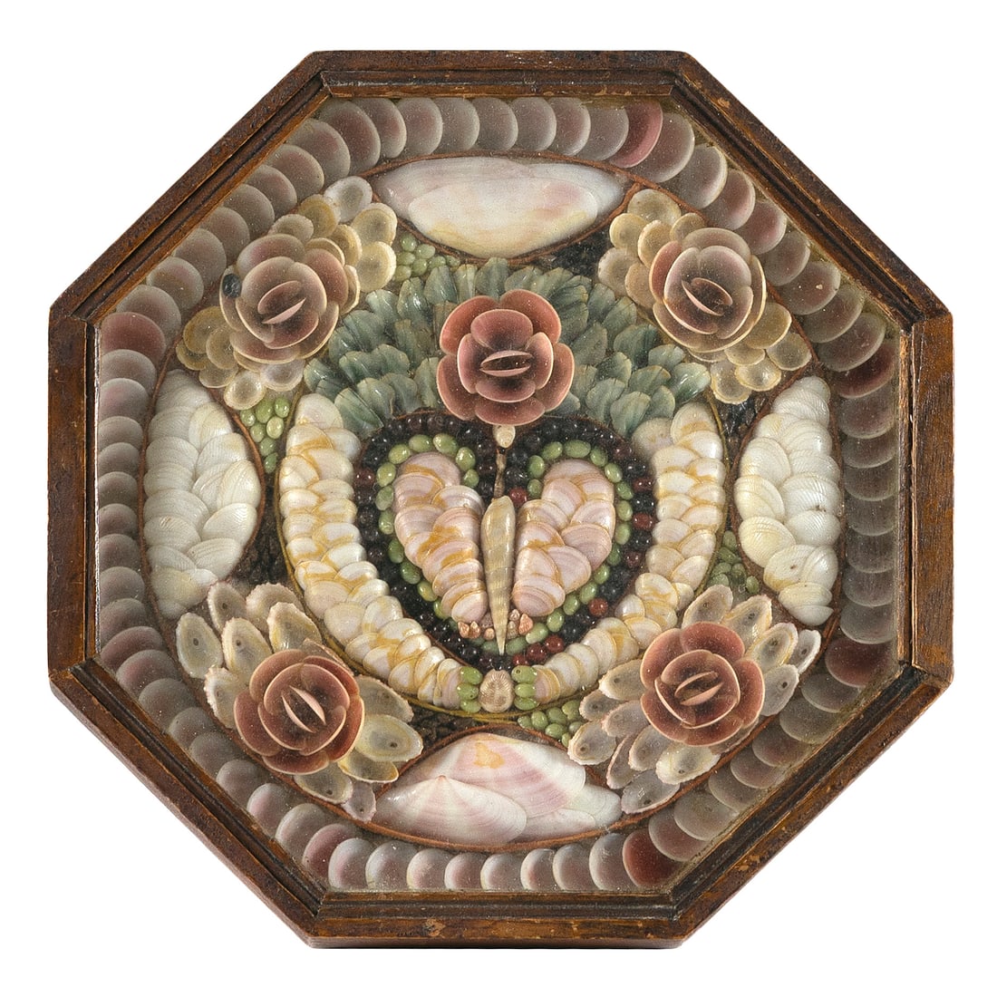SAILOR'S VALENTINE Barbados, 19th Century Case width 8.5". (1 of 1)
