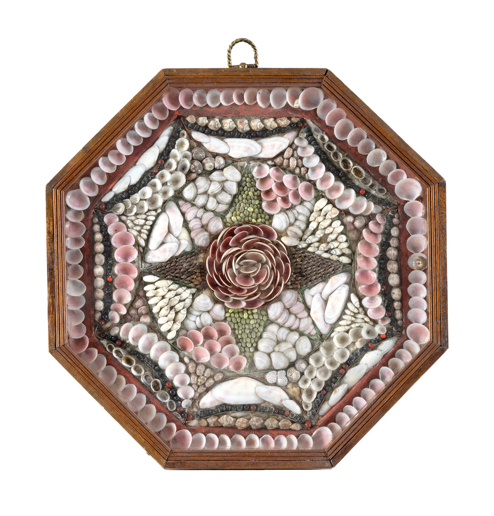LARGE SAILOR'S VALENTINE Barbados, 19th Century Case width 13.75". (1 of 1)