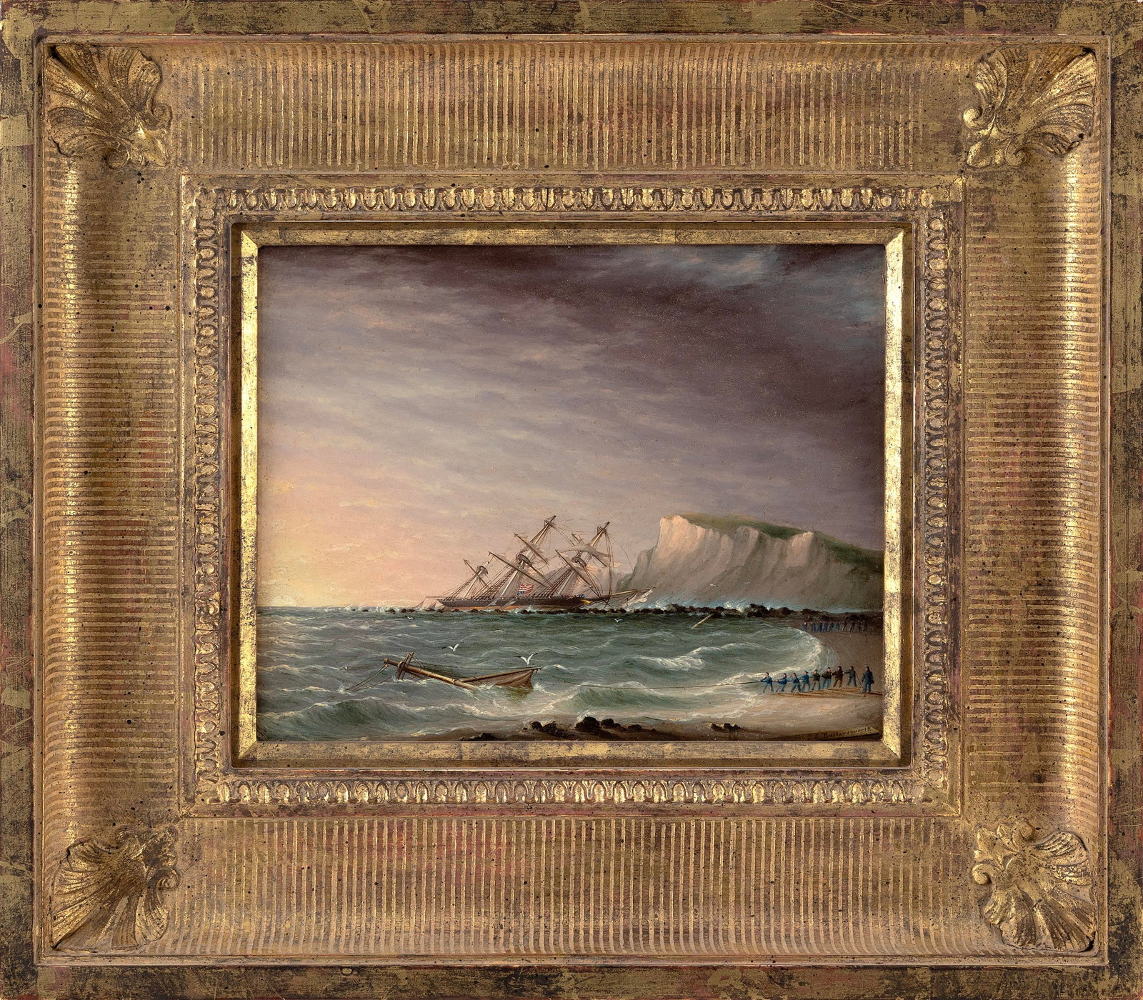 JAMES EDWARD BUTTERSWORTH (New Jersey/New York/United Kingdom, 1817-1894), "After the Wreck"., Oil (1 of 2)