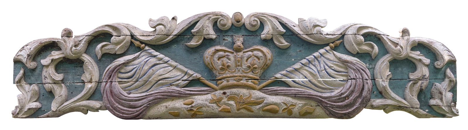 STERNBOARD FROM THE BARK "LONGFELLOW", CARVED BY JOHN ROGERSON Circa 1874 Height 37". Length 151". (1 of 1)