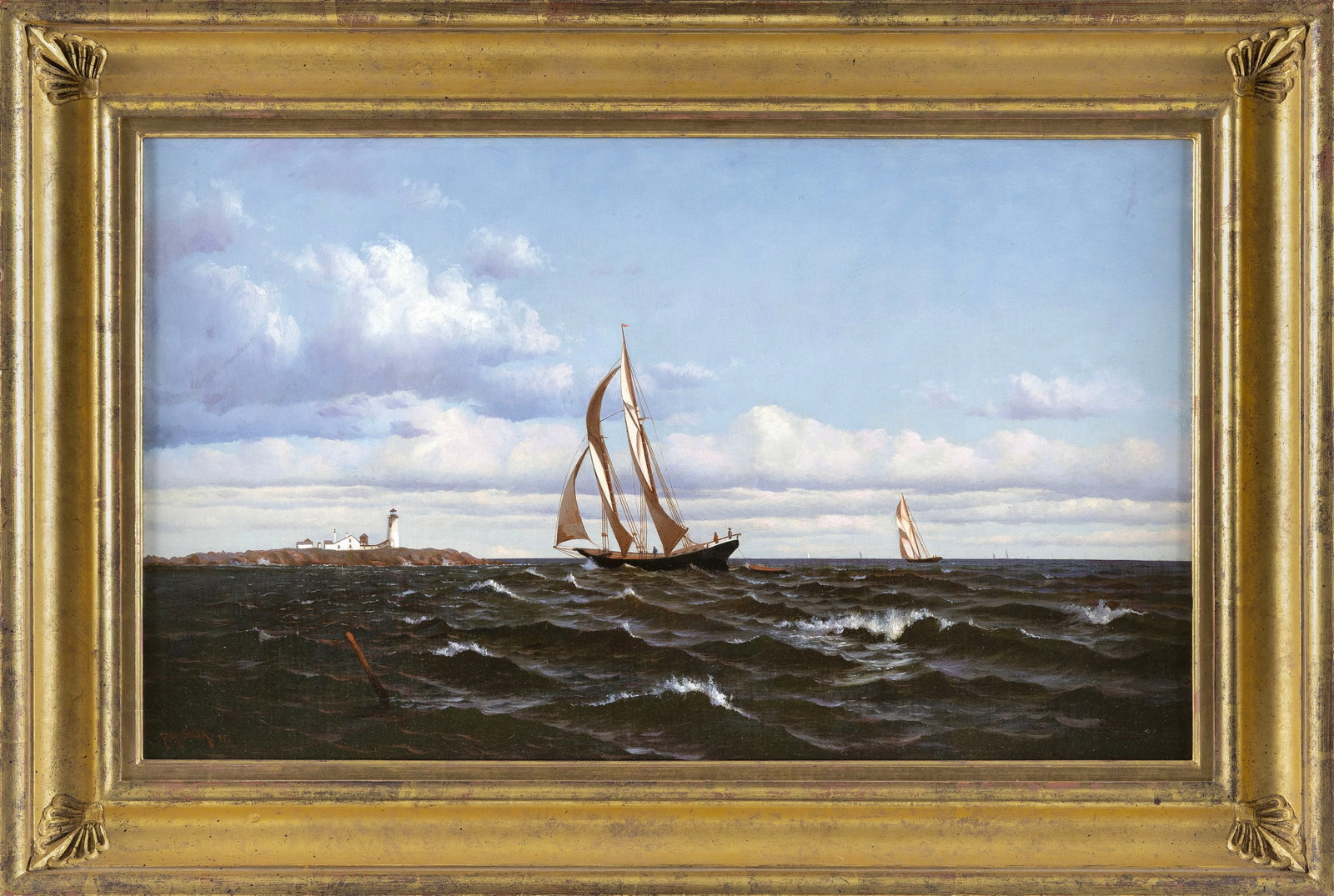 FRANCIS AUGUSTUS SILVA (New York, 1835-1886), "Off Eastern Point Light, Gloucester, 1874"., Oil on (1 of 1)