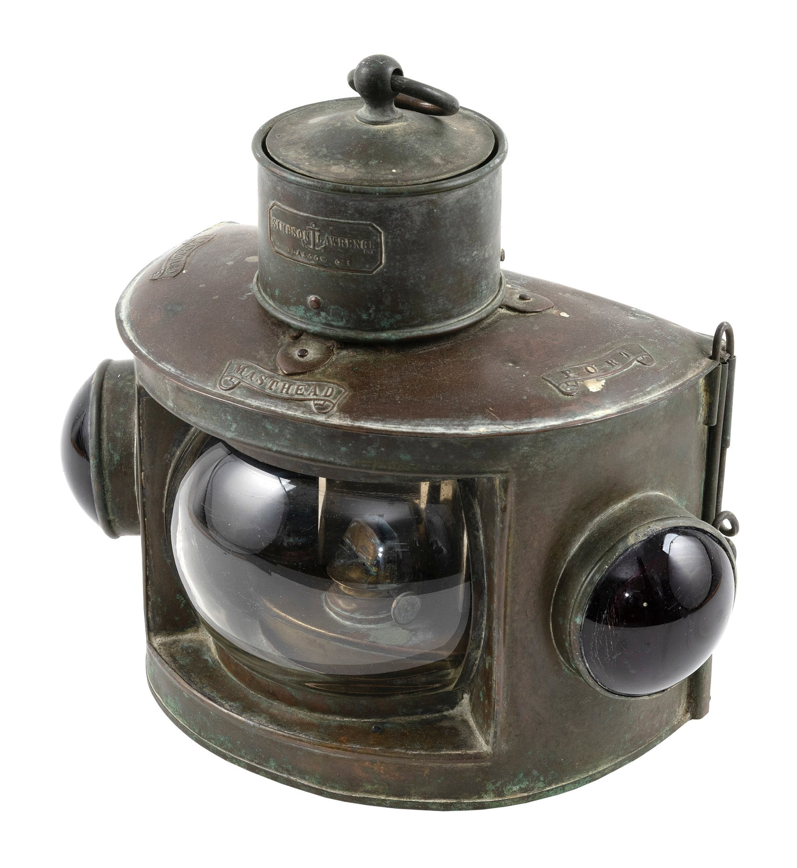 SIMPSON & LAWRENCE MASTHEAD LANTERN Glasgow, Circa 1890 Height 11.5". Width 12.5". (1 of 1)