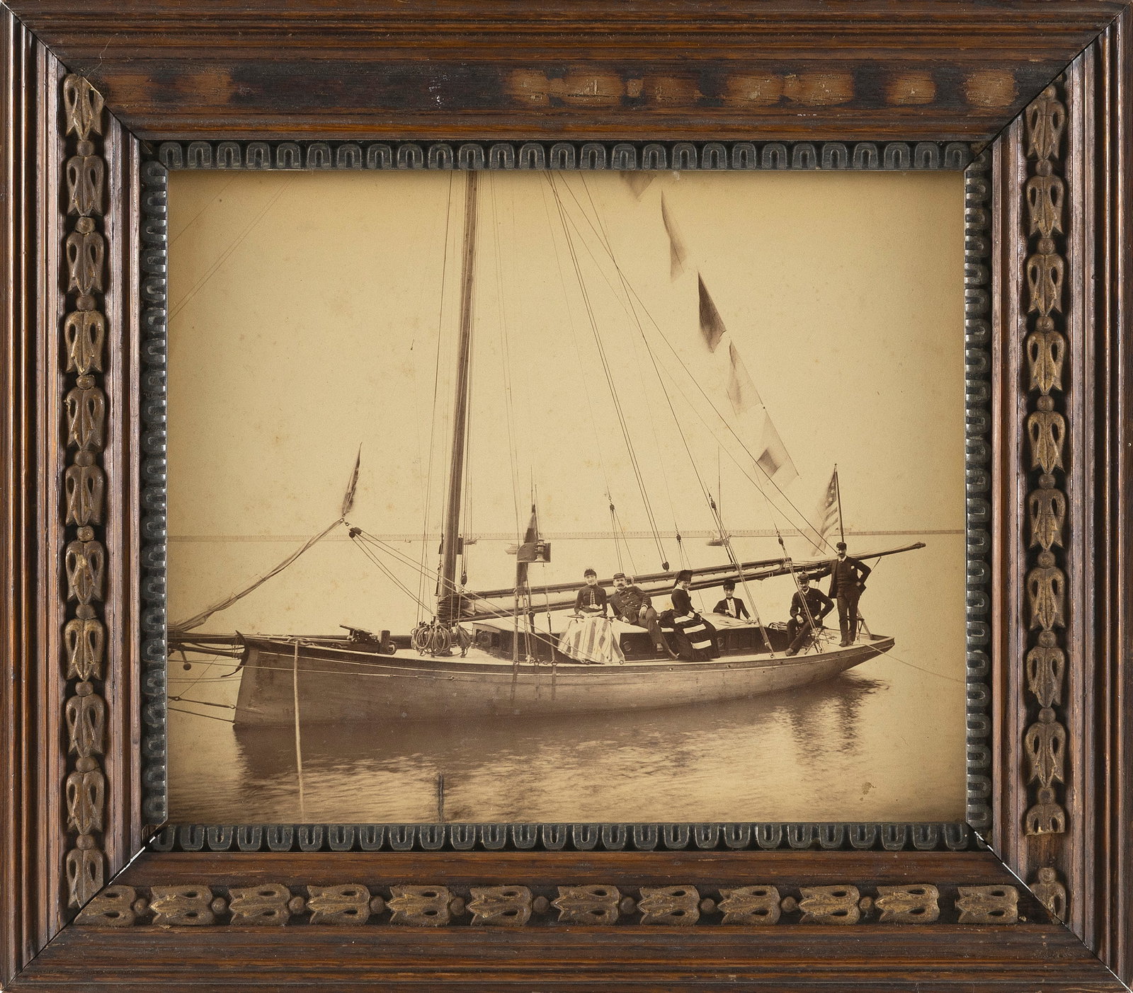 ALBUMEN PHOTOGRAPH OF THE SAILING YACHT "KATIE FRAY" Circa 1886 11" x 9" sight. Framed 15.5" x (1 of 1)