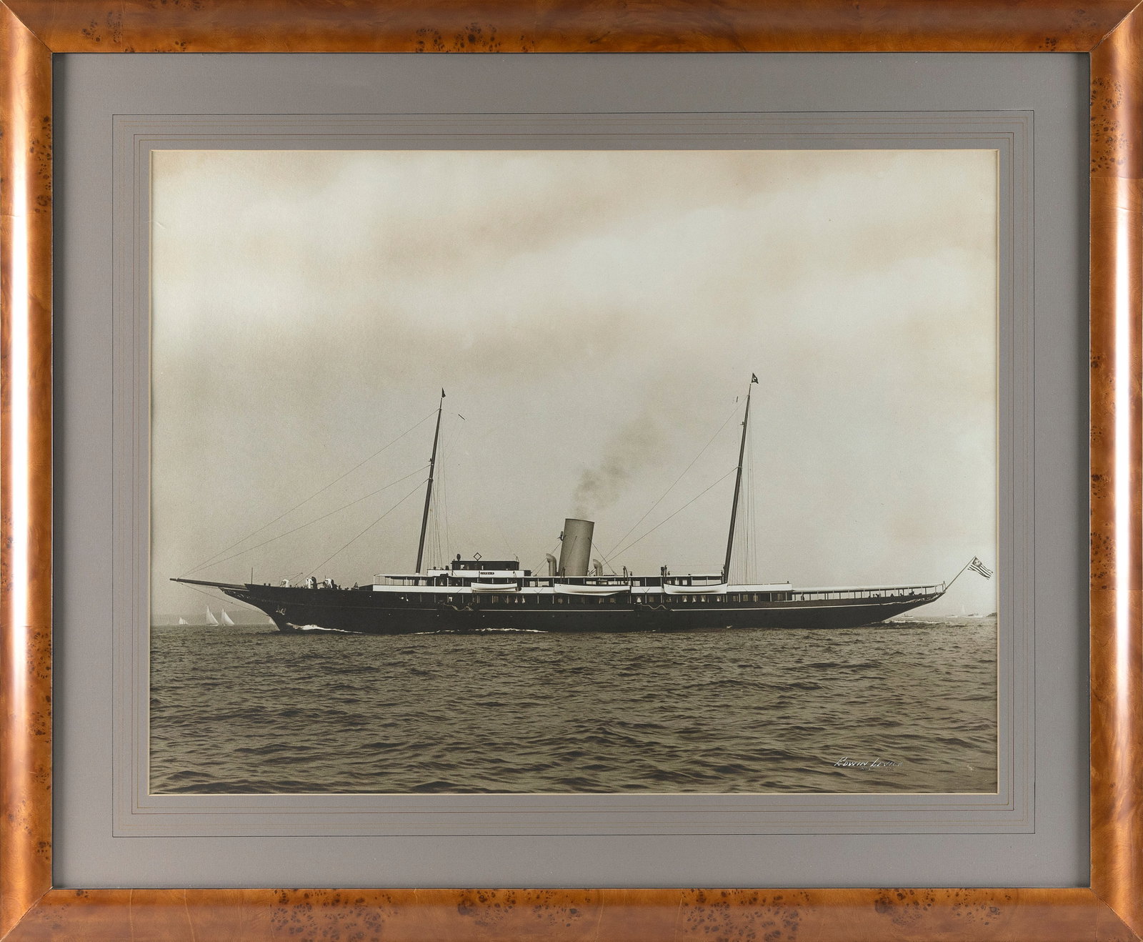 EDWIN LEVICK (England/America, 1868-1929), The yacht Corsair., Photo reprint, 24" x 33". Framed 36" (1 of 1)