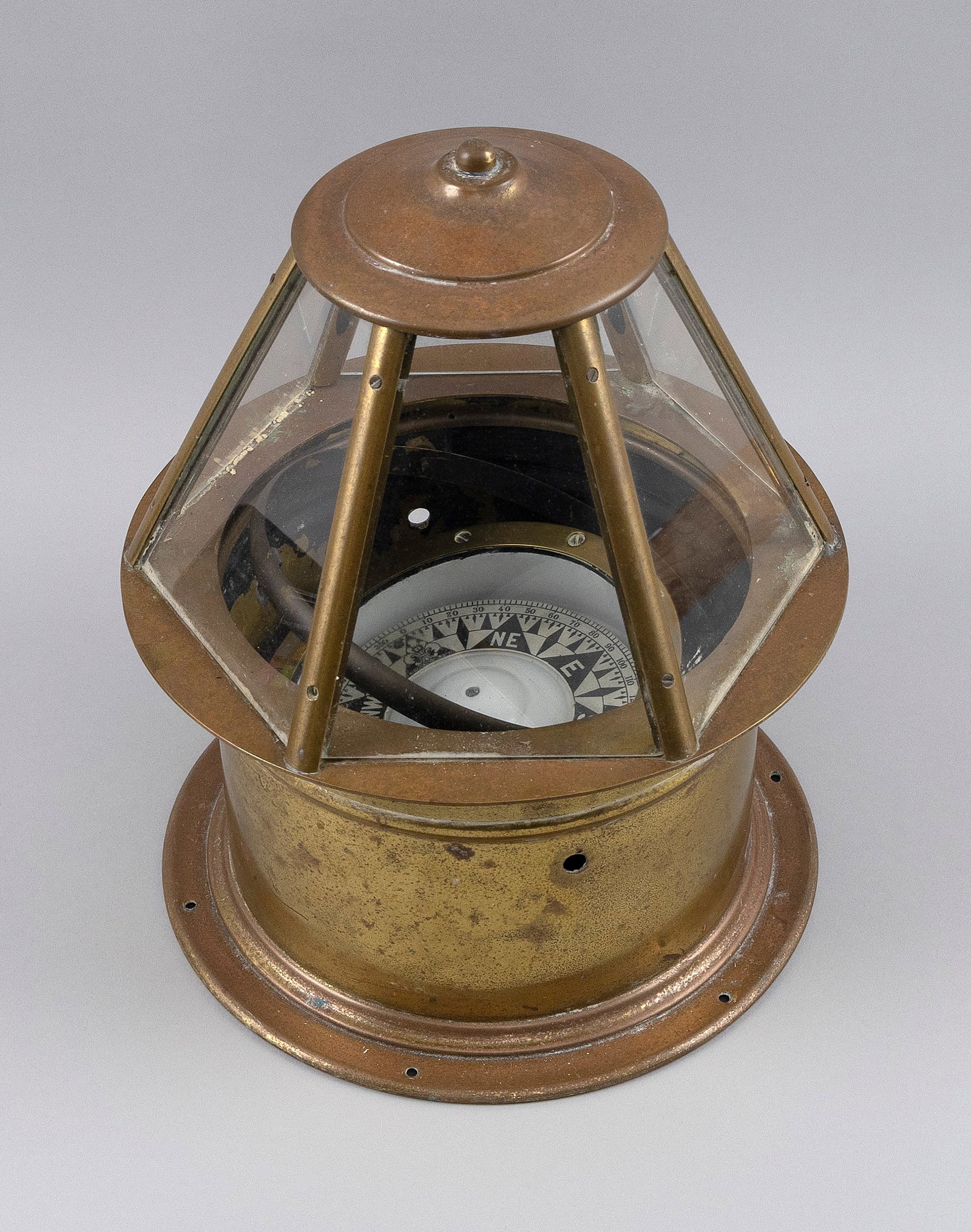 BRASS STARLIGHT BINNACLE Early 20th Century Height 12". Diameter at base 10.75". (1 of 1)