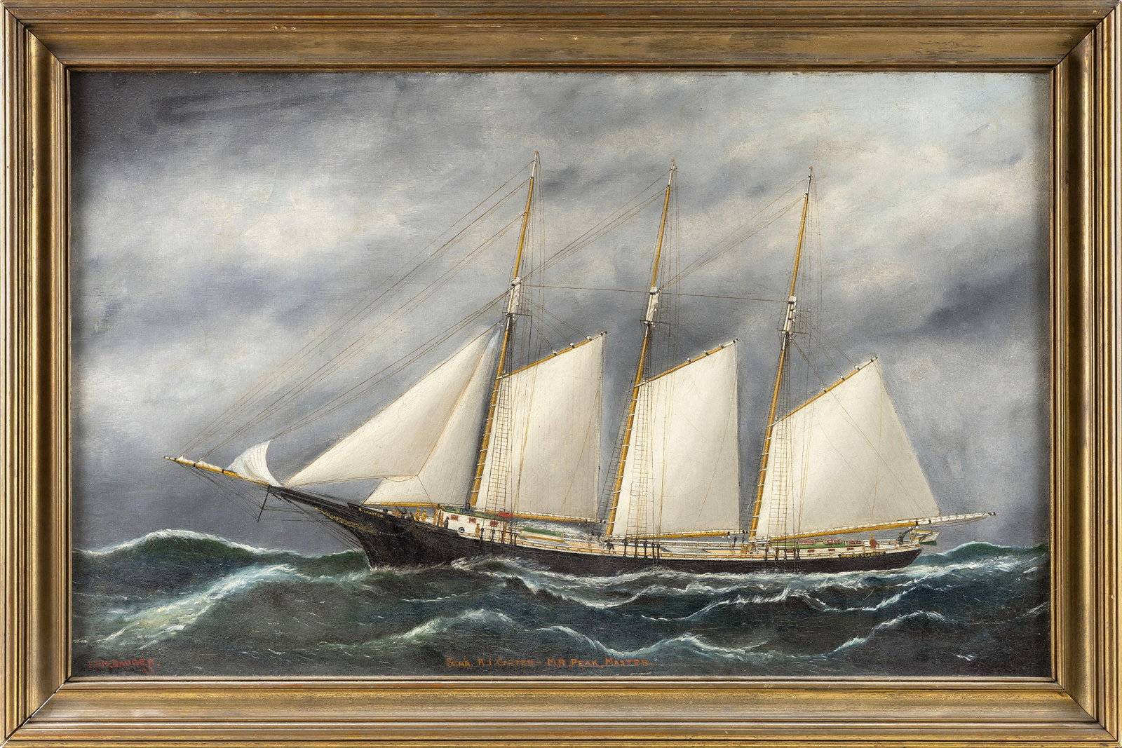 SOLON FRANCIS MONTECELLO BADGER (Massachusetts, 1873-1919), "Schr. R.I. Carter - M.R. Peak Master"., (1 of 1)