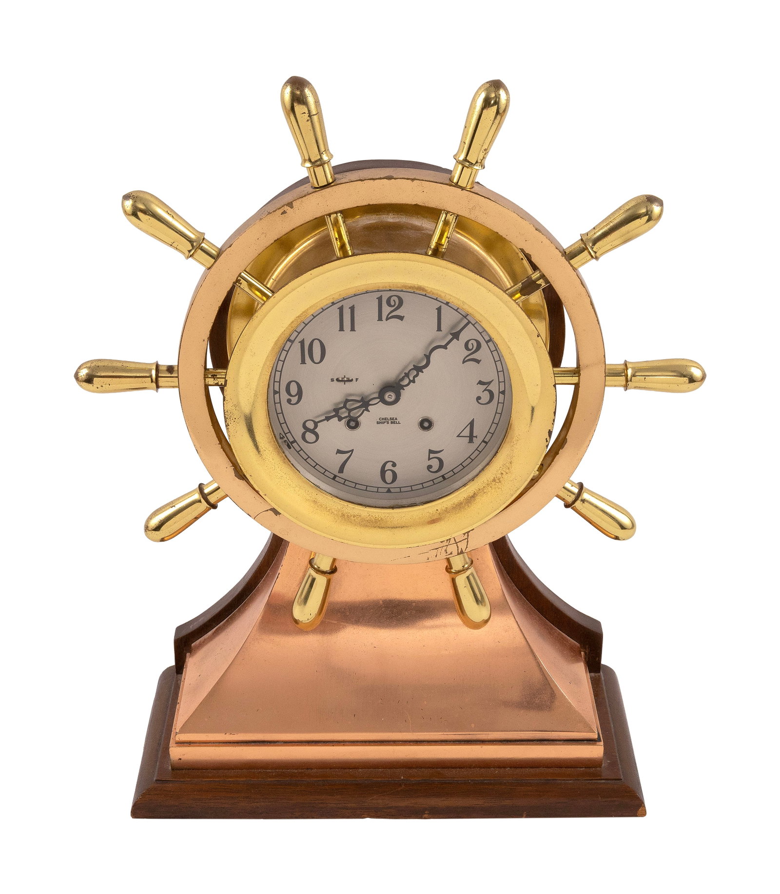 CHELSEA "MARINER" SHIP'S BELL CLOCK Boston, Circa 1970 Dial diameter 6". Total height 18". Width (1 of 1)