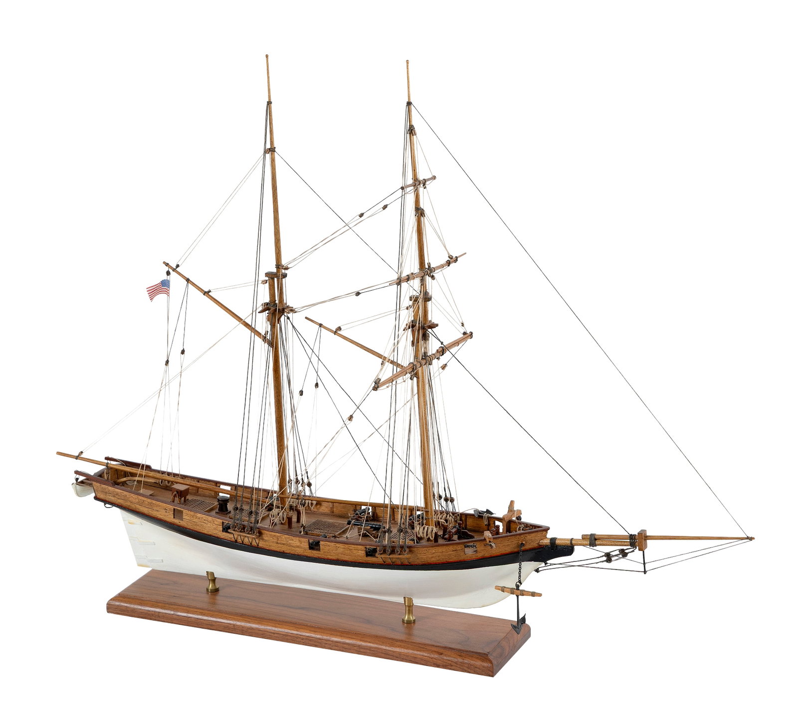 TONY ANTHONY MODEL OF A TWO-MASTED SHIP Maryland, 20th Century Height 22". Length 27". Width 9". (1 of 1)