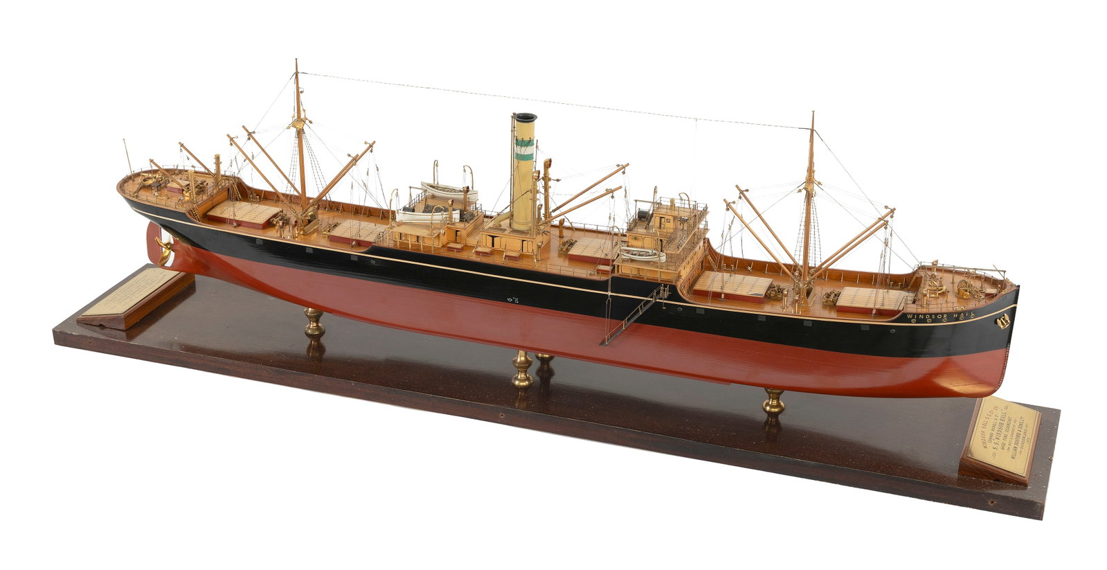 CASED SHIPYARD PRESENTATION MODEL OF THE S.S. "WINDSOR HALL" 20th Century Case height 19". Length (1 of 1)