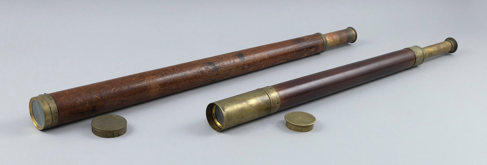 TWO SPYGLASSES 19th Century Lengths 22" and 26". (1 of 3)