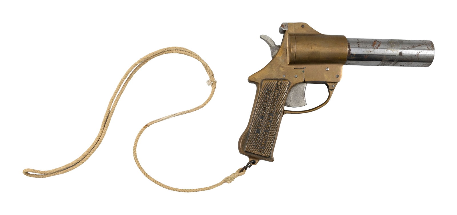 BRASS SIGNAL GUN Ohio, Mid-20th Century Length 11". (1 of 2)