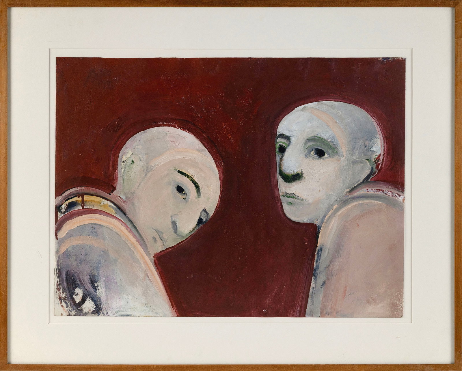 SELINA TRIEFF (New York/Massachusetts, 1934-2015), "Two Women"., Oil on paper, 18" x 24". Framed 26" (1 of 2)