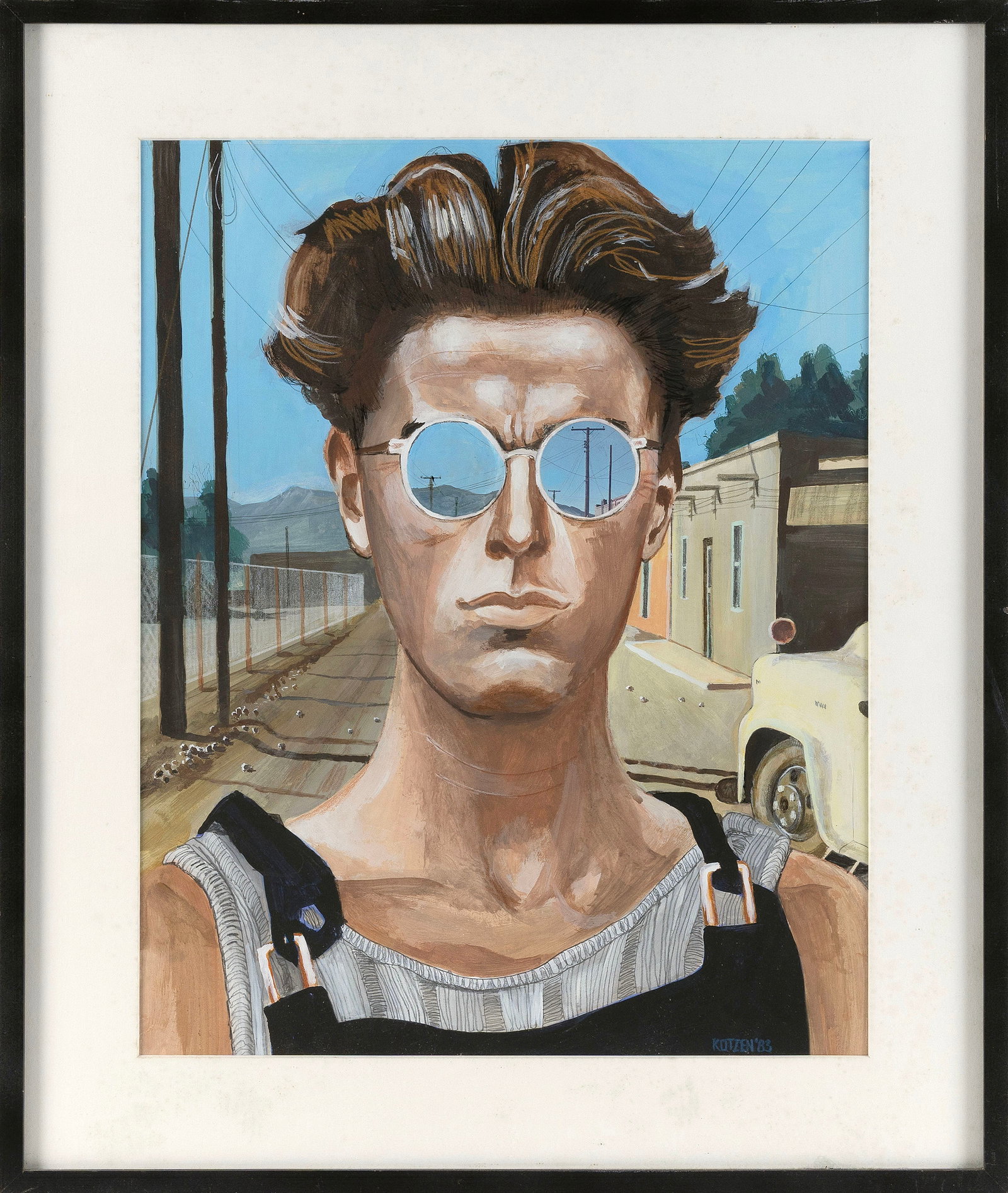 STAN KOTZEN (New Jersey, 1935-2021), "New Mexico Town"., Acrylic, pen and pencil on paper, 21" x: STAN KOTZEN New Jersey, 1935-2021 "New Mexico Town". Signed and dated lower right "Kotzen '83". Titled on exhibit label verso. Acrylic, pen and pencil on paper, 21" x 17". Framed 25" x 21". Notes: Sta