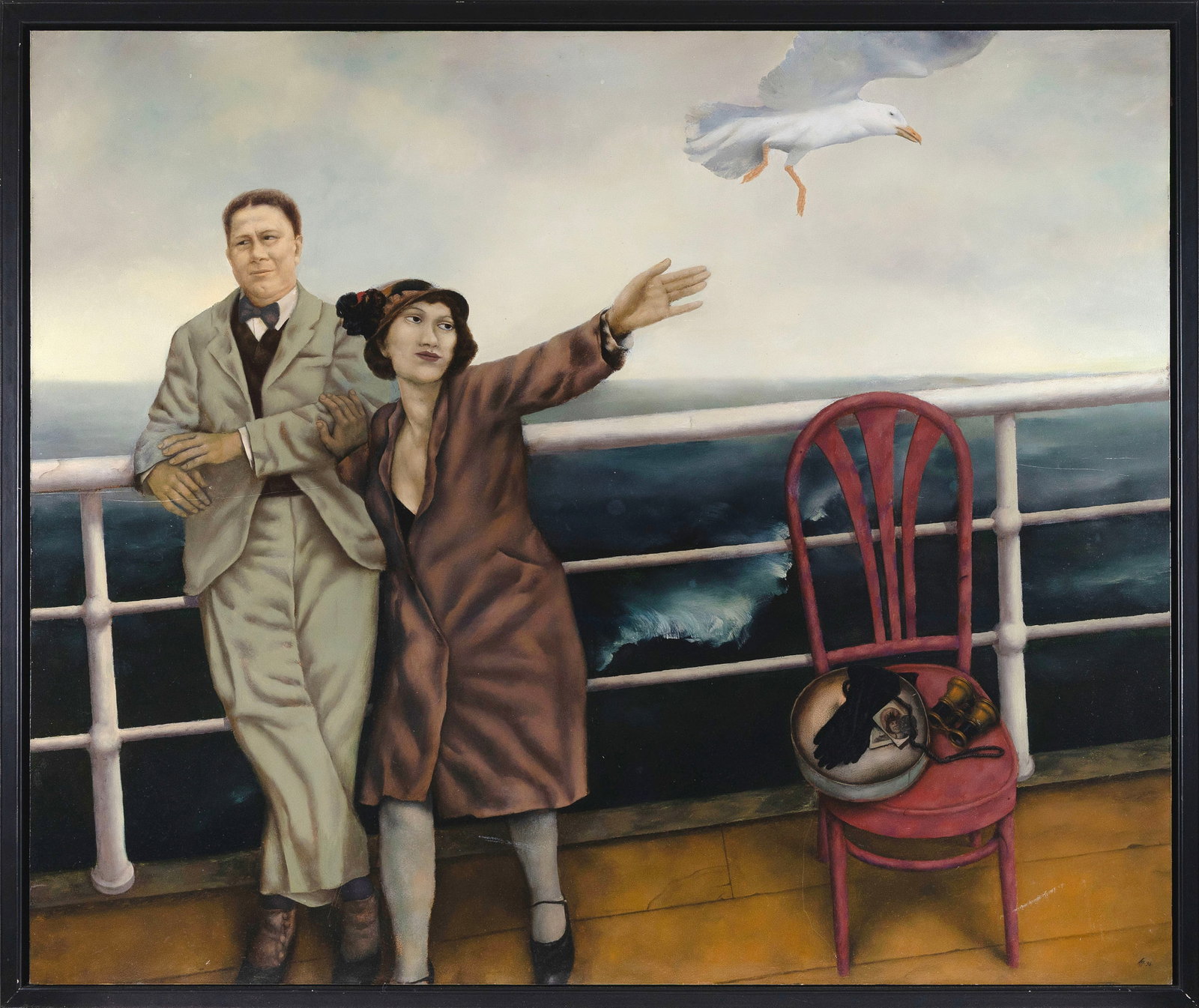 ALEXANDER SHURA PETROV (Russian Federation/America, 1957-), On the High Seas., Oil on board, 40" x: ALEXANDER SHURA PETROV Russian Federation/America, 1957- On the High Seas. Signed and dated lower right "AH '98". Oil on board, 40" x 48". Framed 43" x 51". Notes: For many years in Russia, Alexander 