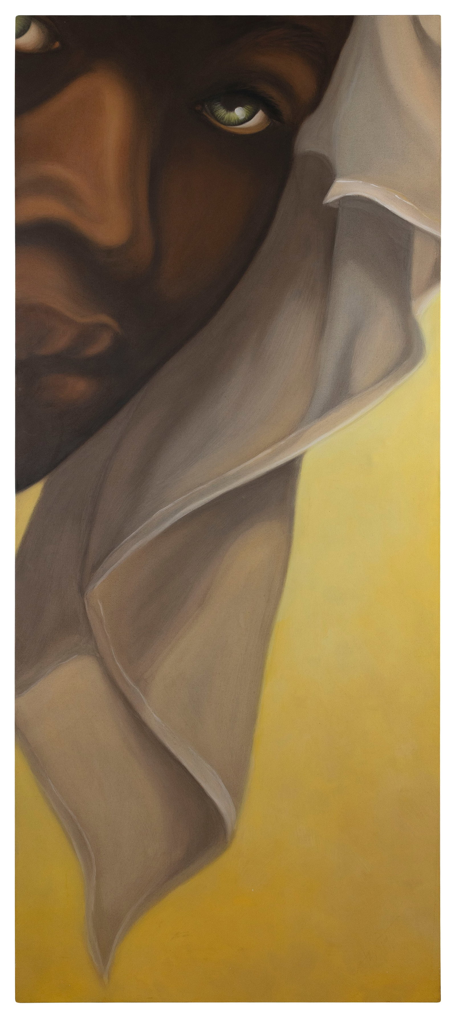 JOHNIENE PAPANDREAS (Massachusetts, Contemporary), "Shy"., Casein on muslin, 37" x 88". Unframed. (1 of 2)