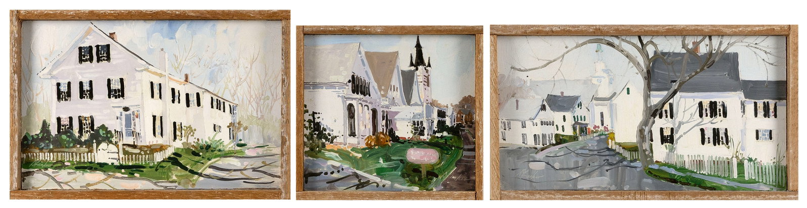 DAVID LAAKSO (Massachusetts, Contemporary), Three street views of Wellfleet, Massachusetts:, Oils on (1 of 7)
