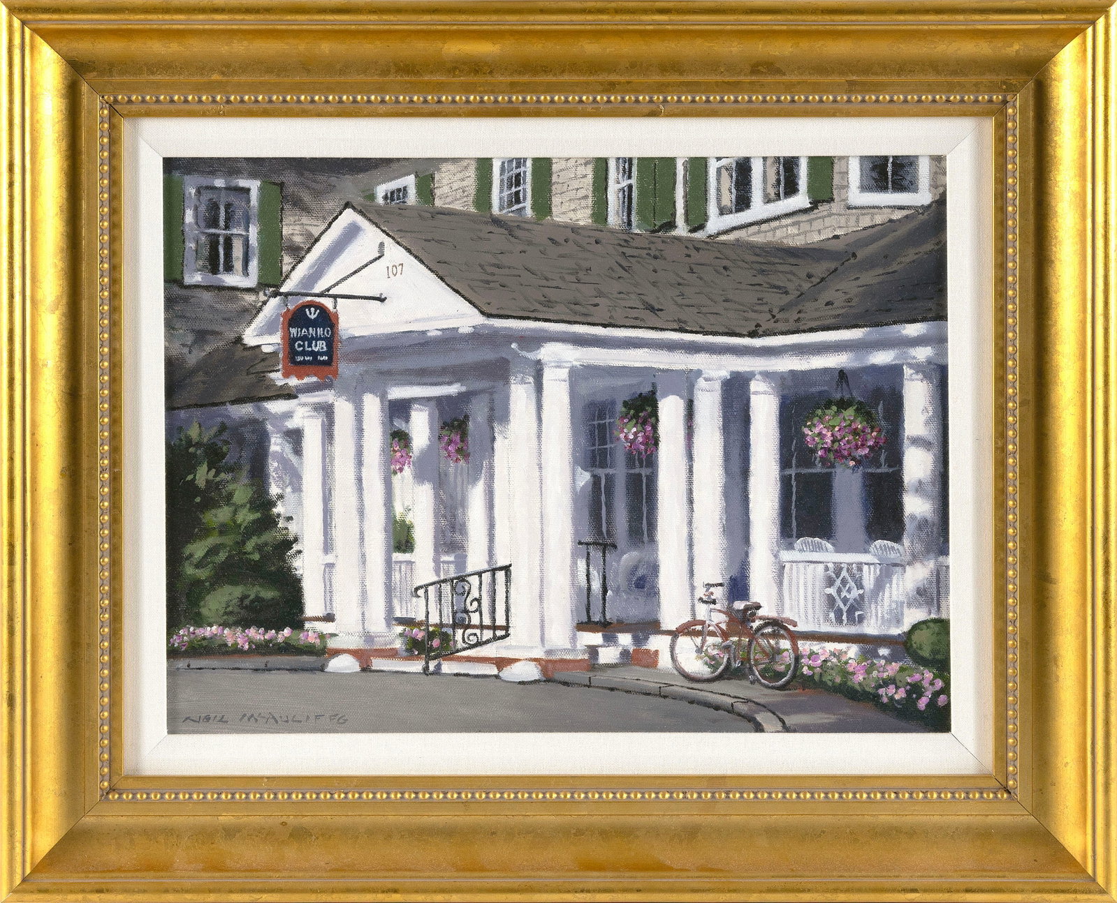 NEIL MCAULIFFE (Massachusetts, Contemporary), Wianno Club., Oil on canvas, 12" x 16". Framed 18" x (1 of 2)