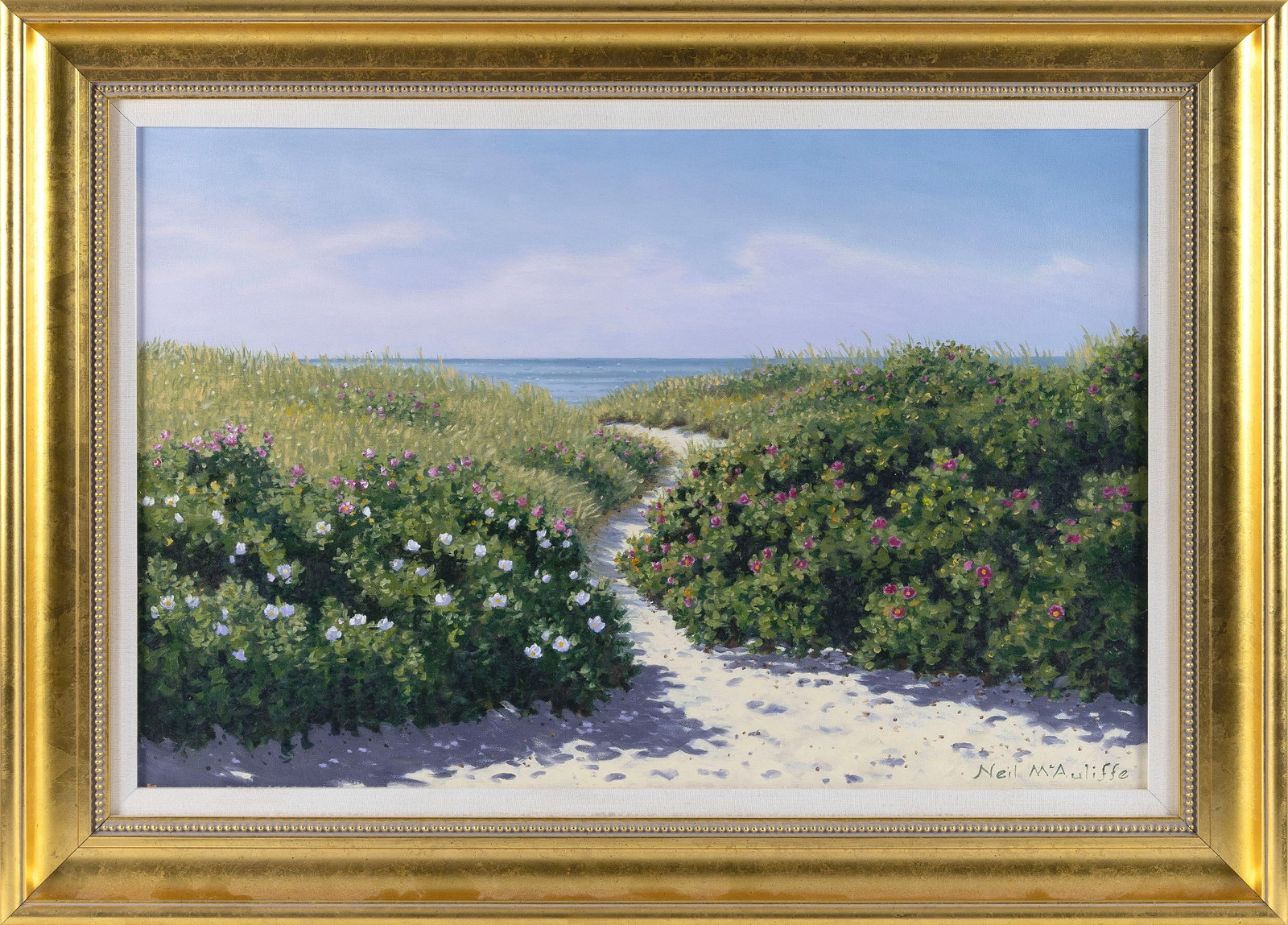 NEIL MCCAULIFFE (Massachusetts, Contemporary), Nantucket beach path., Oil on canvas, 20" x 30". (1 of 2)