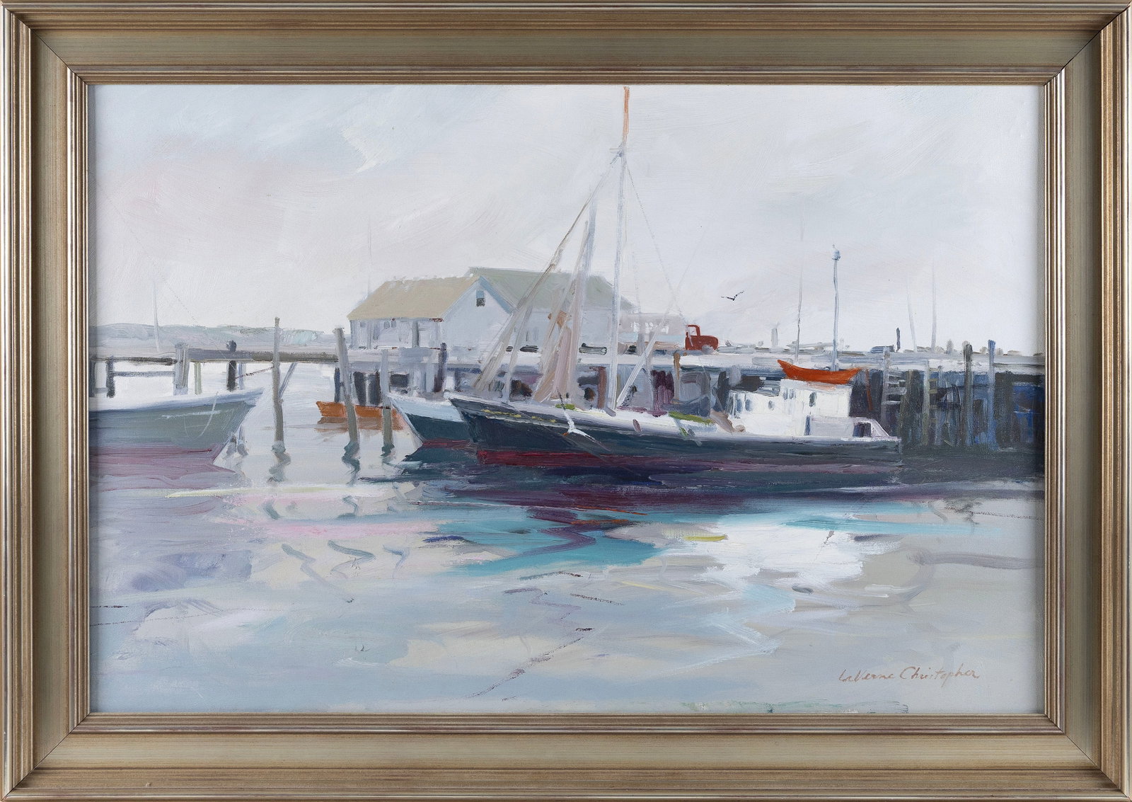 LAVERNE CHRISTOPHER (Massachusetts/Florida, Contemporary), "Draggers" (Chatham Fish Pier, Chatham, (1 of 2)