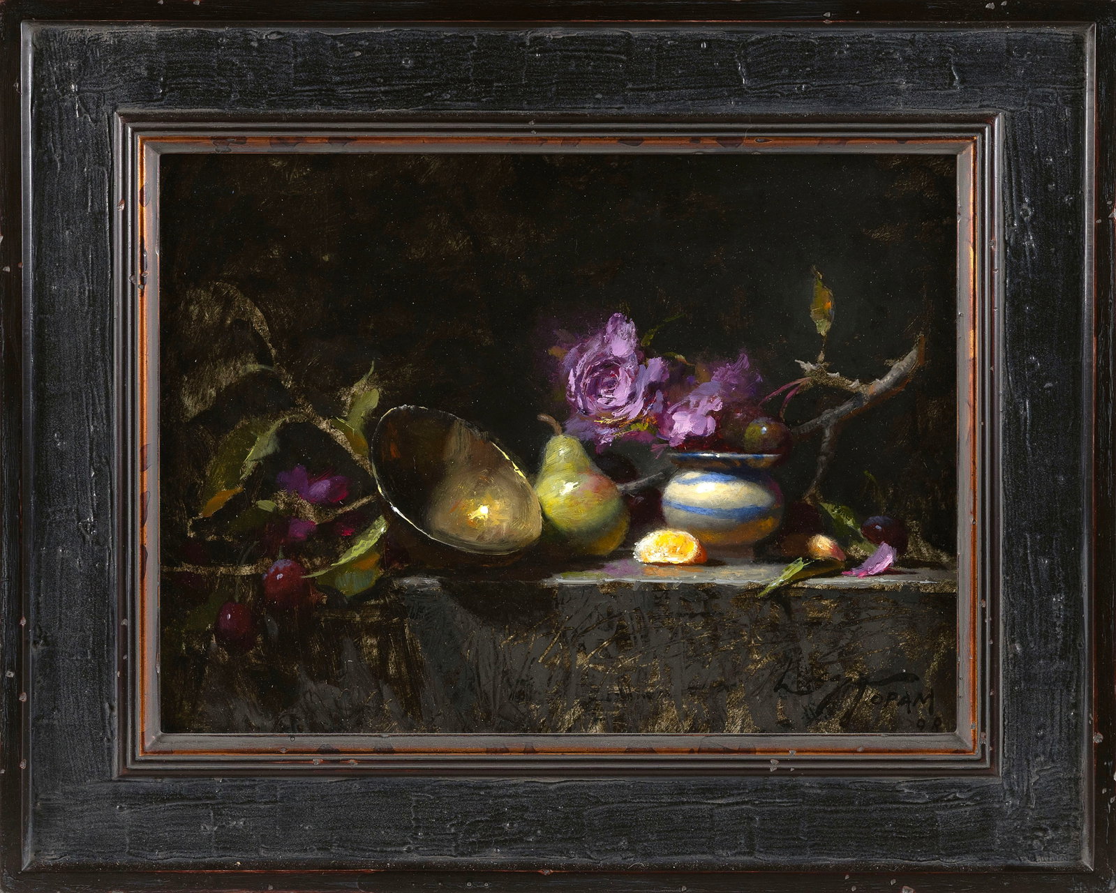 JEFF LEGG (Missouri, 1959-), "The Gathering"., Oil on masonite, 12" x 16". Framed 17" x 21".: JEFF LEGG Missouri, 1959- "The Gathering". Signed lower right "Legg OPAM" (Oil Painters of America). Oil on masonite, 12" x 16". Framed 17" x 21". Provenance: The Legacy Gallery. Notes: