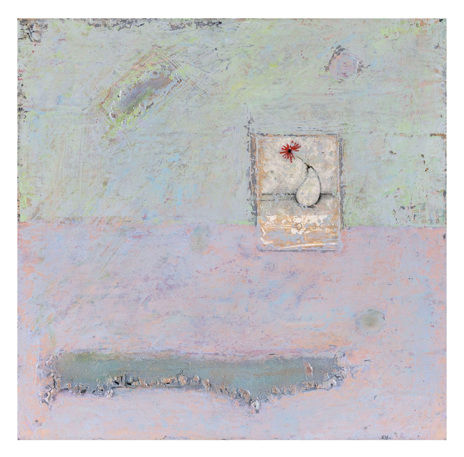 ANGUS MACAULAY (Florida, Contemporary), Abstract with a flower in a vase., Mixed media on board, 16" (1 of 2)