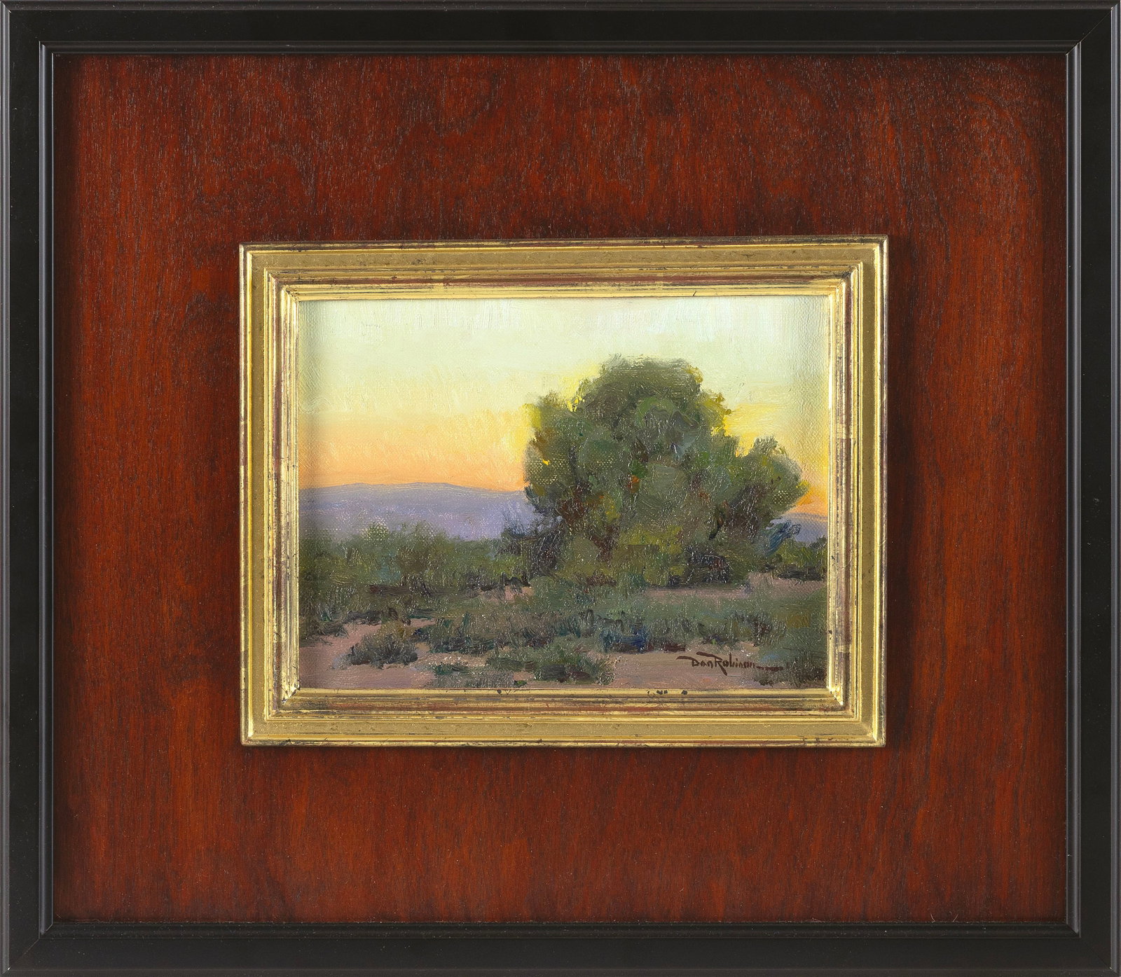 DAN ROBINSON (Arizona, 1963-), "Day's End"., Oil on linen on panel, 6" x 8". Framed 14" x 16". (1 of 2)