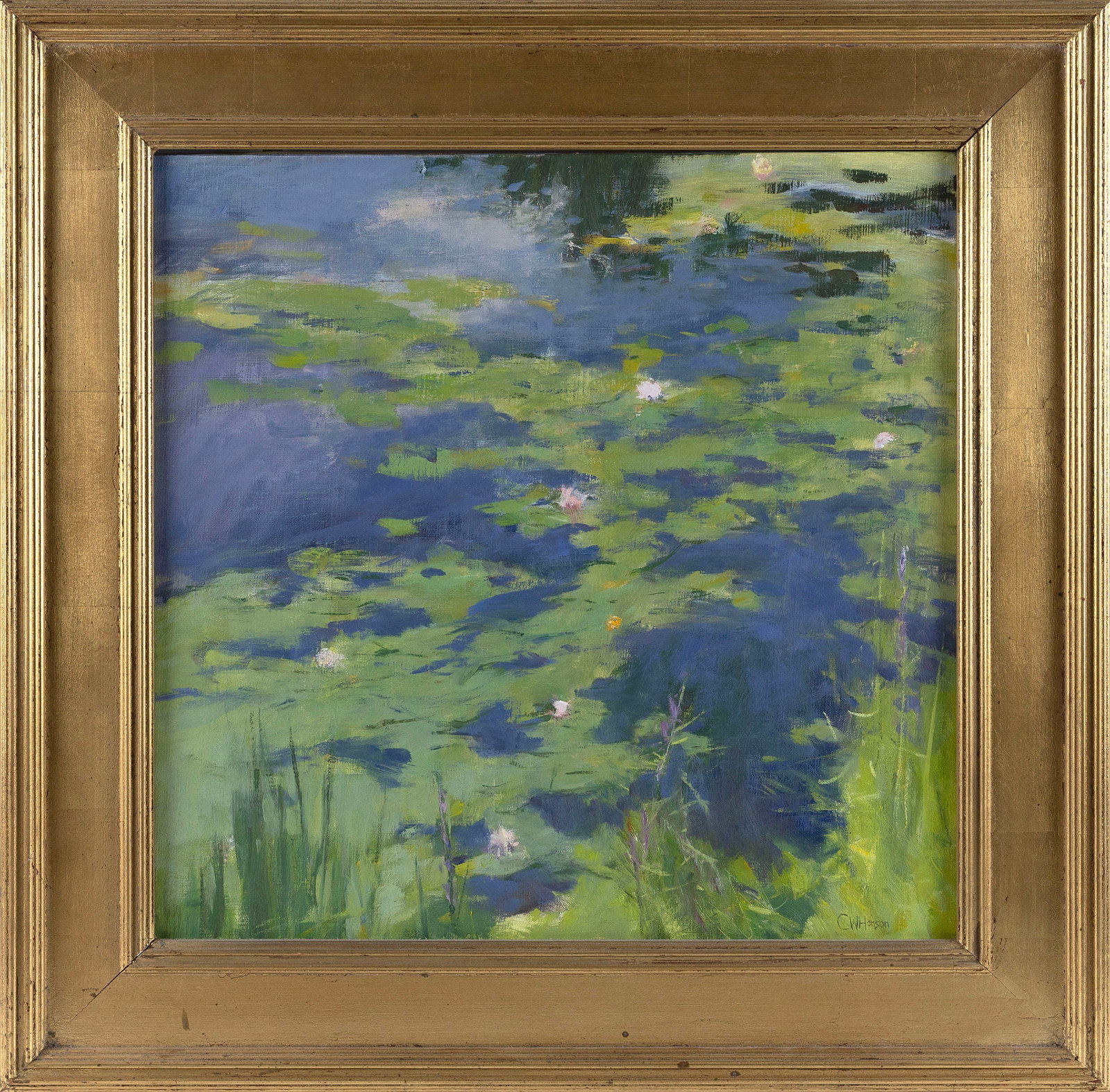 CURTIS W. HANSON (Connecticut/Thailand, 1949-2017), "Edge of the Lily Pond"., Oil on canvas, 20" x (1 of 2)