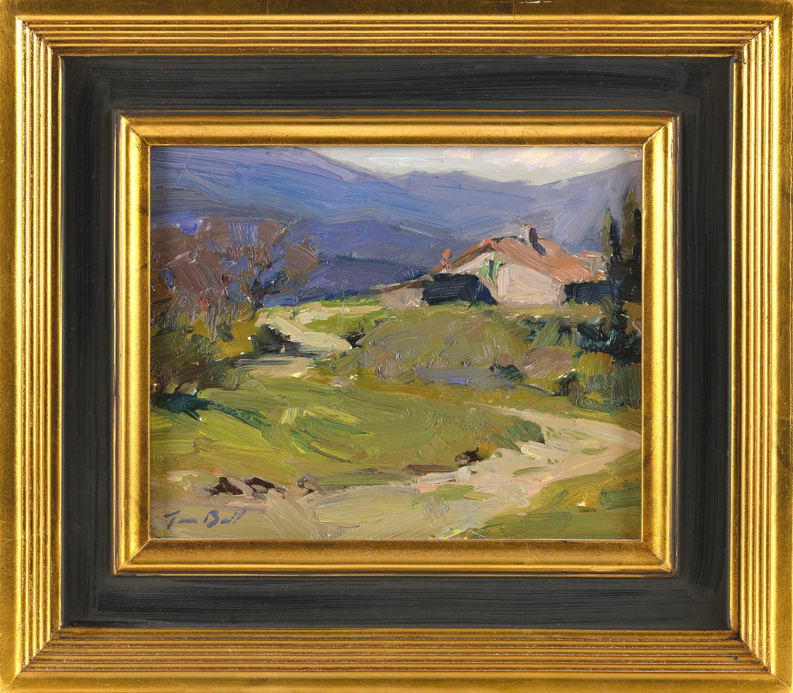 TIM BELL (Maryland, 1967-), Tuscan landscape., Oil on panel, 8" x 10". Framed 13" x 15". (1 of 2)