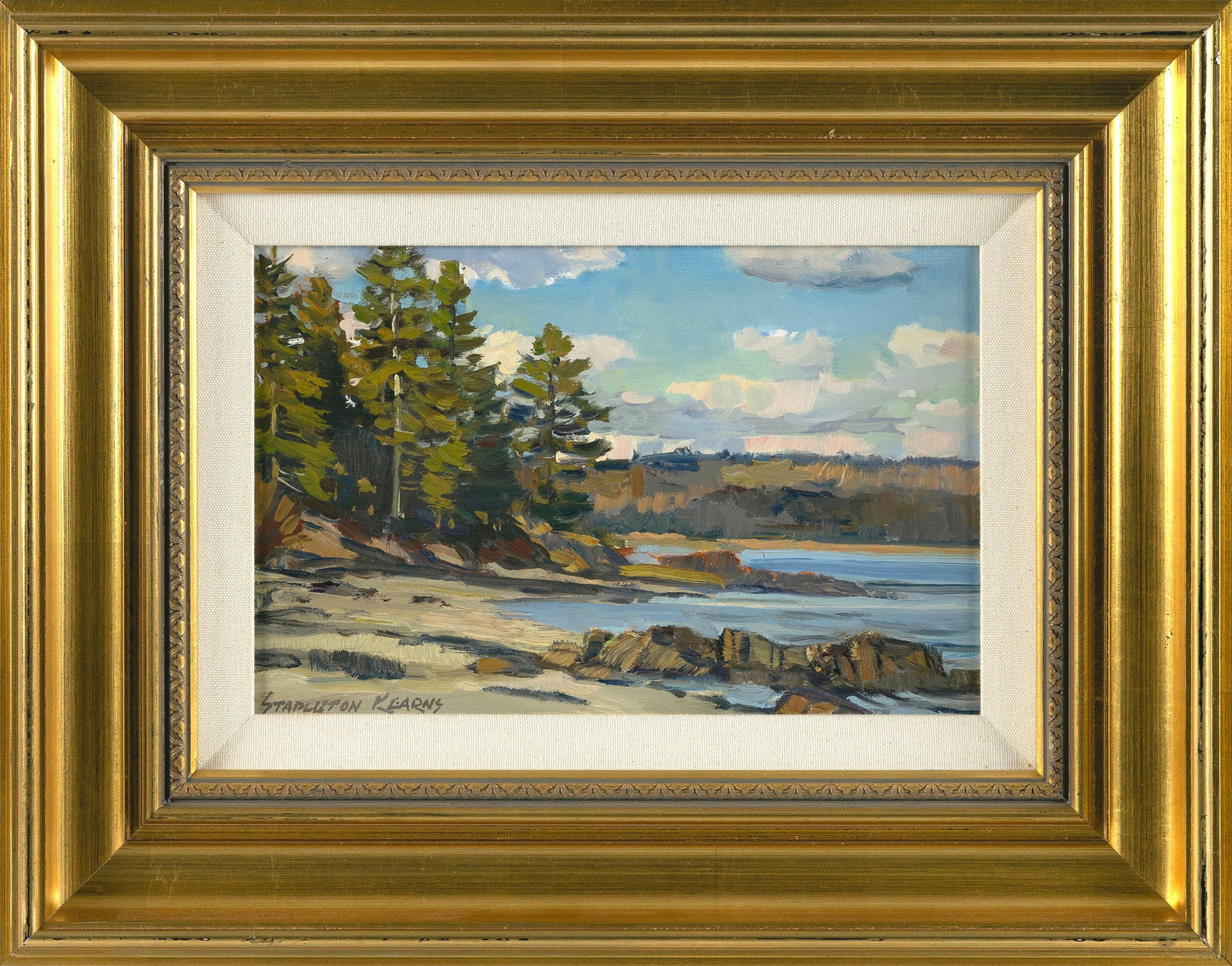STAPLETON KEARNS (Massachusetts/Maine/Minnesota, 1952-), "The Penobscot at Sandy Point"., Oil on (1 of 2)