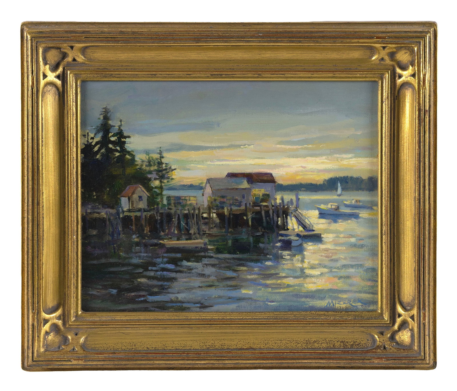 LEONARD MIZEREK (Pennsylvania/Massachusetts, Contemporary), "Sunlit Cove"., Oil on board, 8" x 10". (1 of 2)