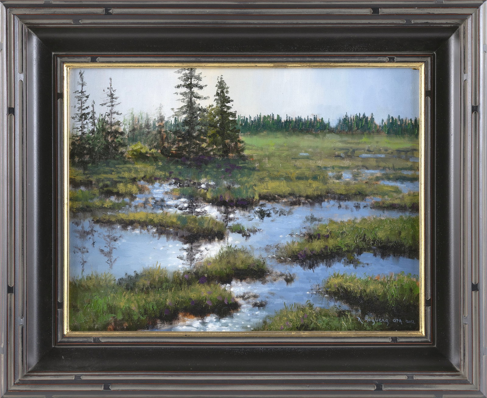 ROBERT HAGBERG (Minnesota, Contemporary), Marsh., Oil on board, 12" x 16". Framed 17" x 22". (1 of 2)