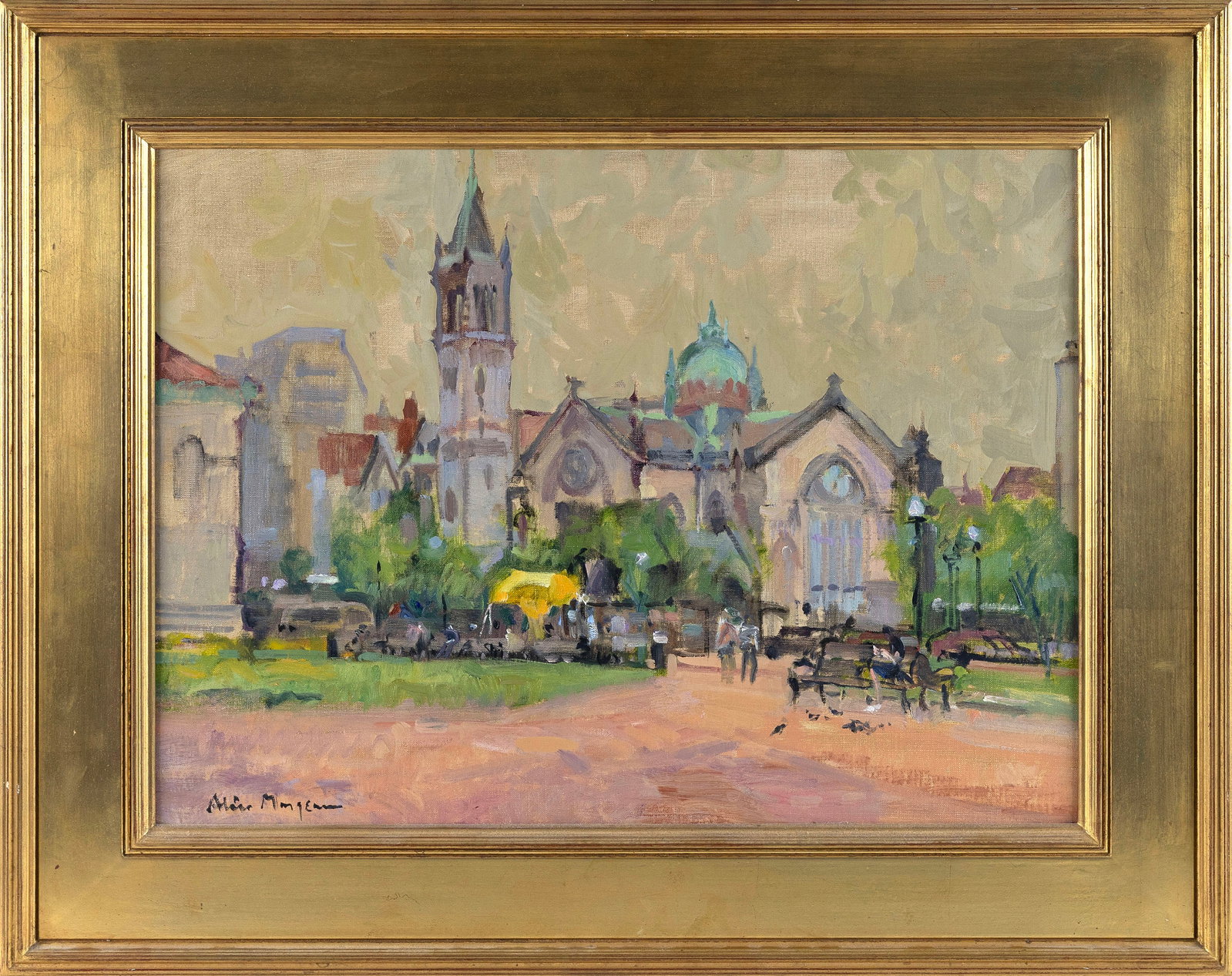 ALICE MONGEAU (Massachusetts, Contemporary), "Copley Square"., Oil on canvas, 18" x 24". Framed 26" (1 of 2)