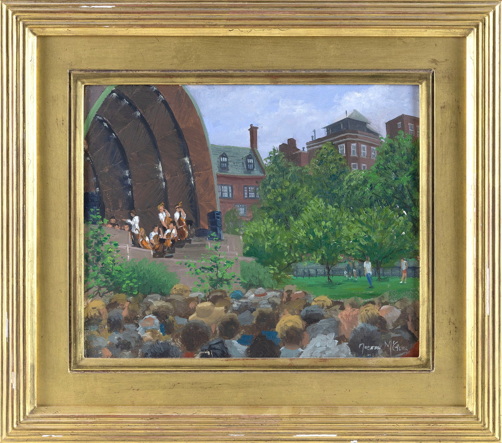 JOSEPH MCGURL (Massachusetts, 1958-), Concert on the Esplanade, Boston., Oil on board, 10" x 12". (1 of 2)